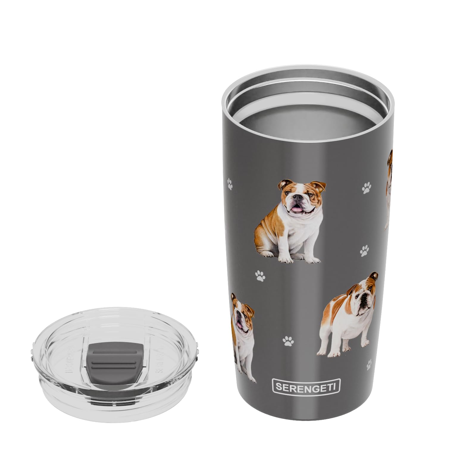 Bulldog Serengeti 16 Oz Stainless Steel, Vacuum Insulated Tumbler With Spill Proof Lid - 3D Print - Insulated Travel Mug For Hot