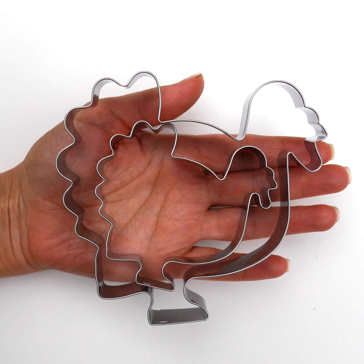 Thanksgiving Turkey Cookie Cutter Set, 2 Piece, 4.5'', 2.9'' Tall, Premium Food-Grade Stainless Steel, Dishwasher Safe