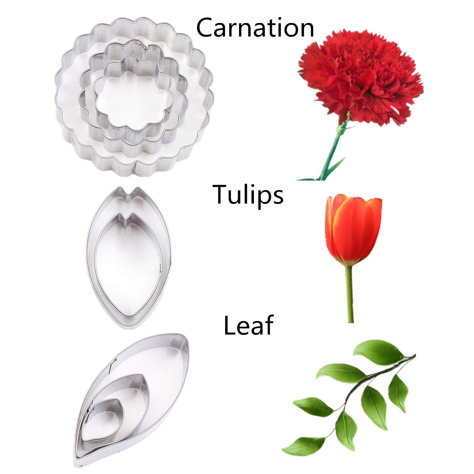 7Set Stainless Steel Gum Paste Fower Cutter Set Fondant Flower Leaves Cutter Sugarcraft Cookie Cutter Diy Making Tools For Cake