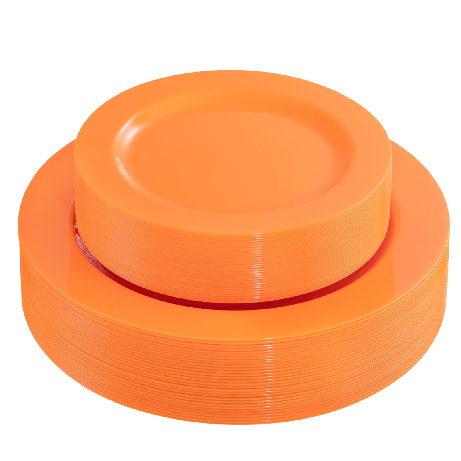 Flowercat 60Pcs Orange Plates - Heavy Duty Orange Plastic Plates Disposable For Halloween/Thanksgiving Party - Include 30Pcs 10.