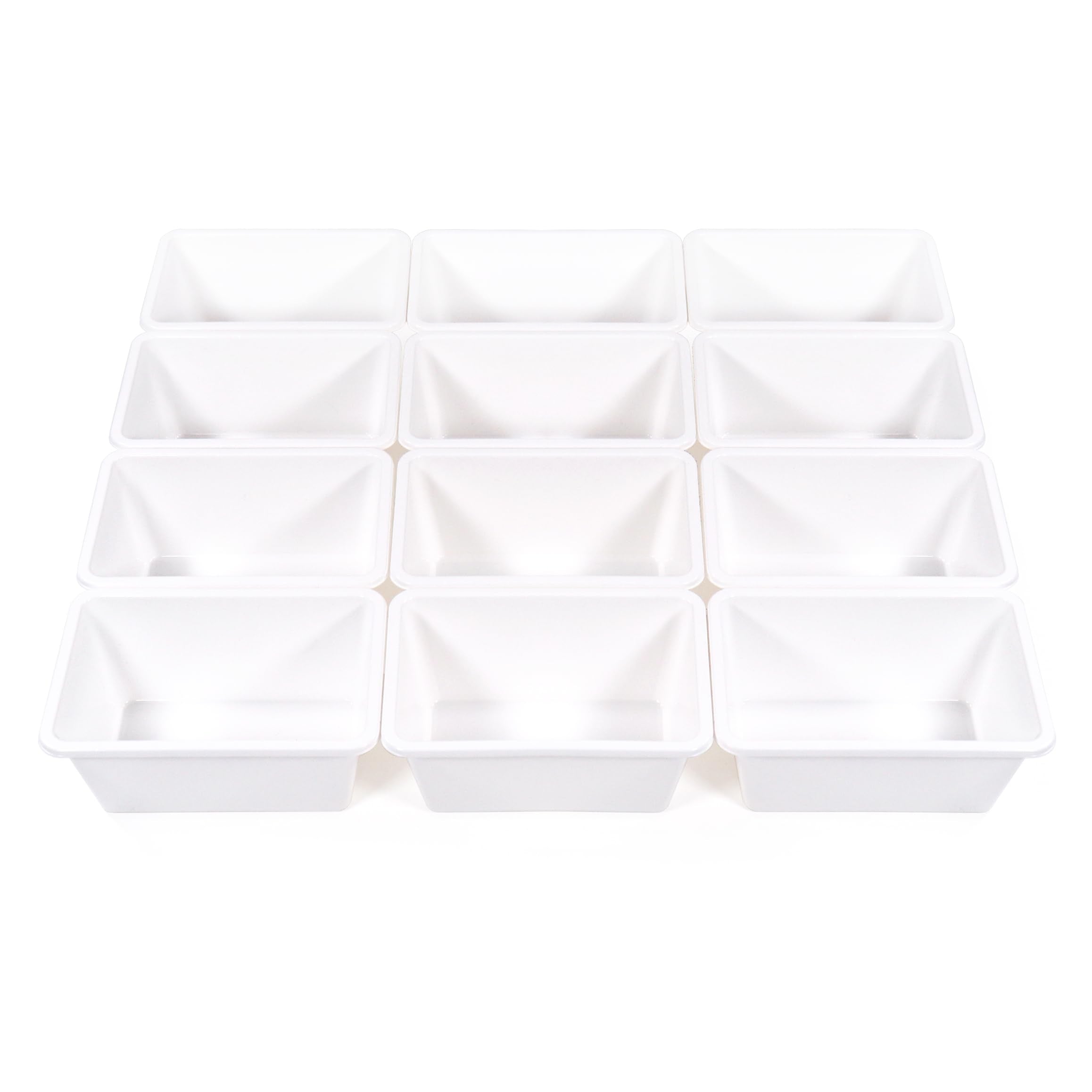 Humble Crew Toy Storage Bins For Kids, Set Of 12, White, Small - Sturdy, Colorful Plastic Storage Bins For Classroom, Playroom,