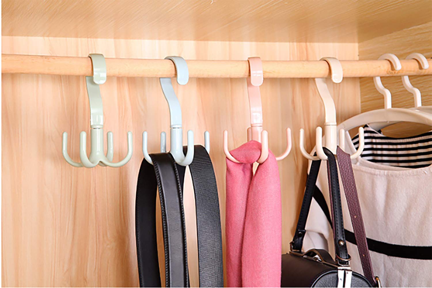 Mosquick Set Of 2,360 Degree Rotating Multipurpose Hanging Hooks For Bags Belts Scarves Ties Mixed Color(2 Pcs)