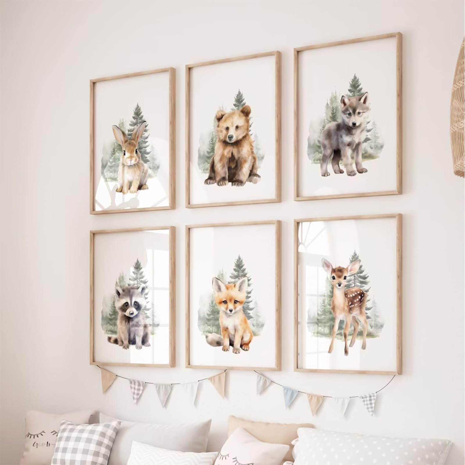 Woodland Animal Nursery Wall Art Decor Set Of 6 Baby Boys Room Wall Art Forest Animal Canvas Wall Decor Kids Art Prints Watercol