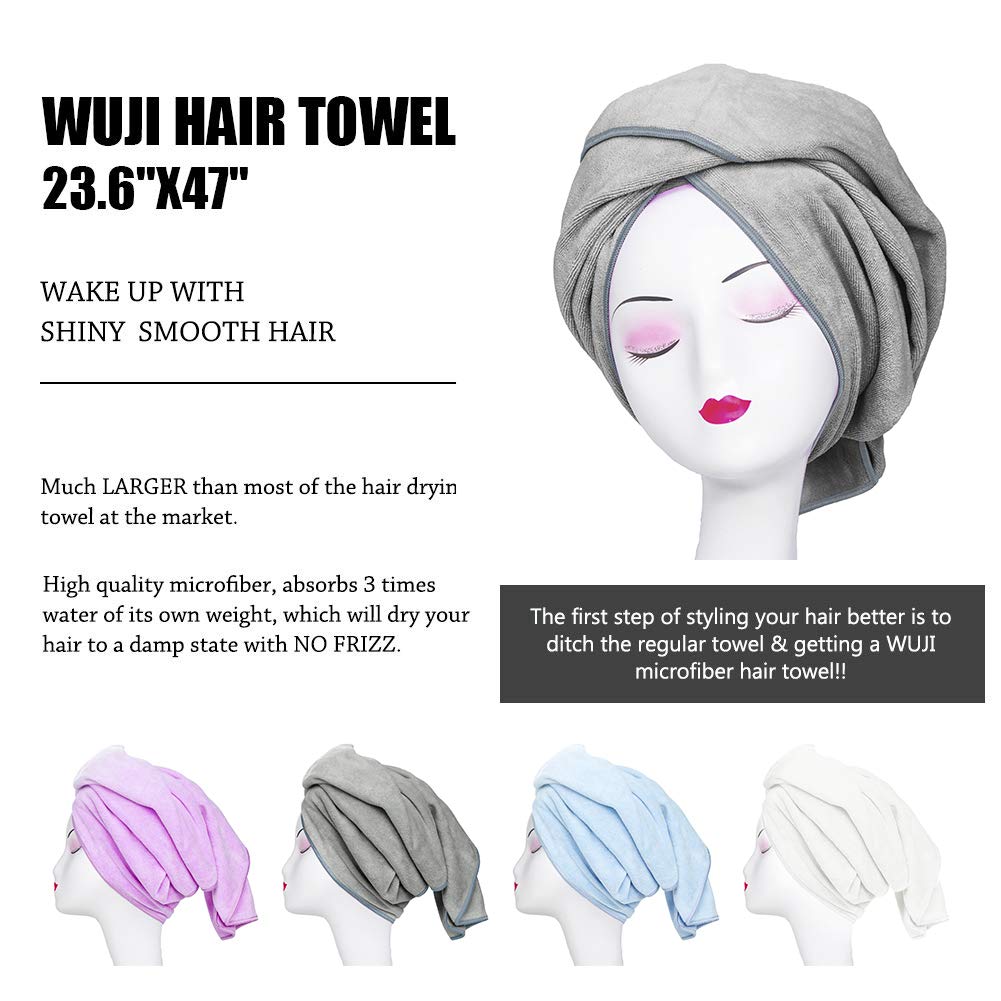 TANCANO Microfiber Towel for Curly Hair Large Anti Frizz Super Absorbent Hair Towel 23.6''x47'' Fast Hair Drying Towel Hair Wrap