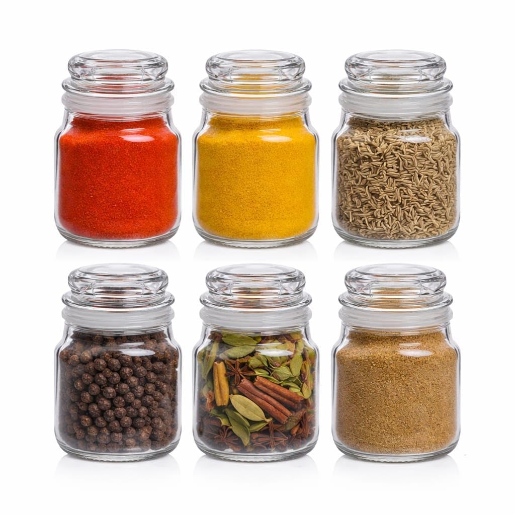 Kridazco 120Ml Glass Spice Jar Container, Glass Jars For Kitchen, Dry Fruit & Honey Glass Storage Container With Air Tight Lid, 