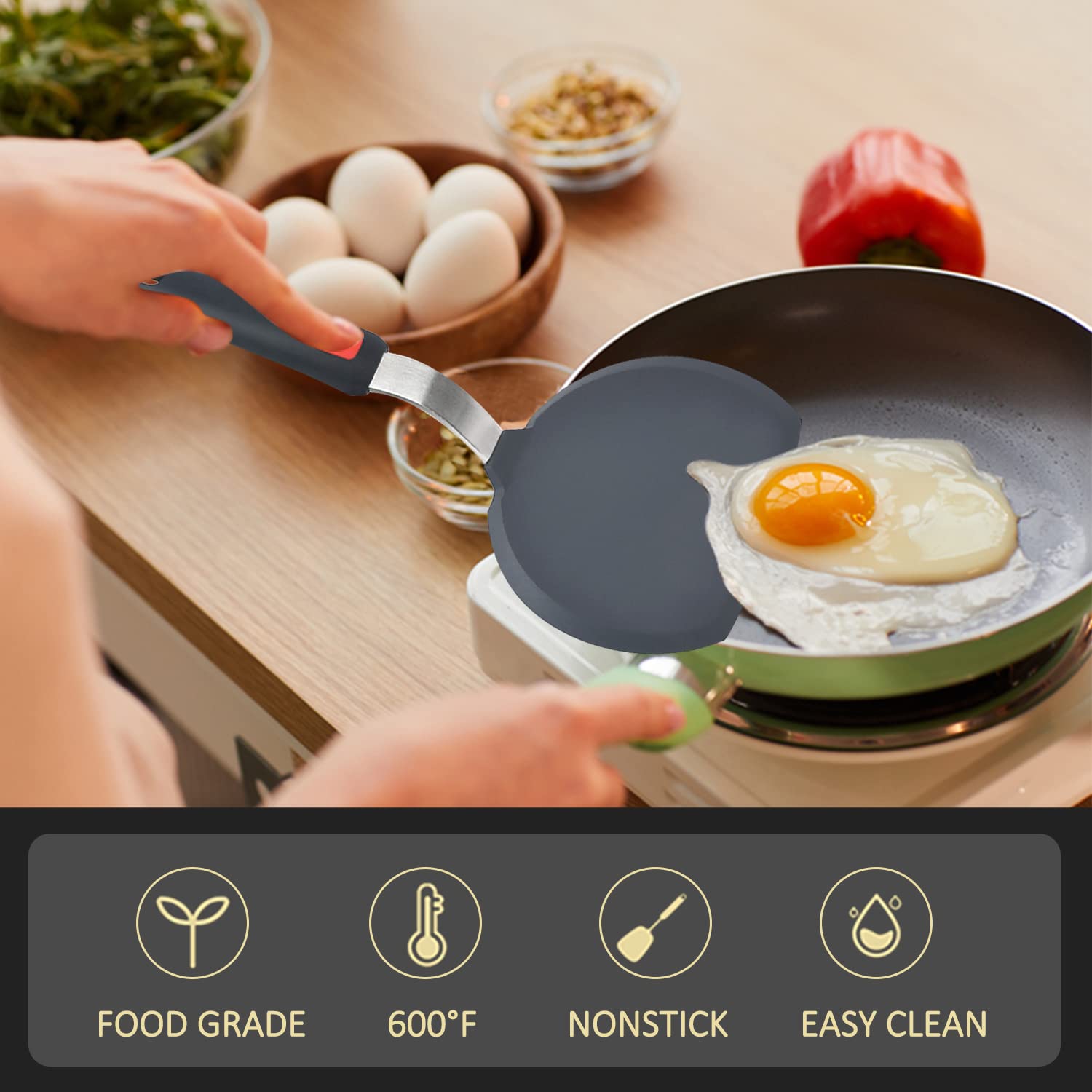 Silicone Spatula Turner Set Of 3, Beijiyi 600F Heat Resistant Cooking Spatulas For Nonstick Cookware, Large Flexible Kitchen Ute