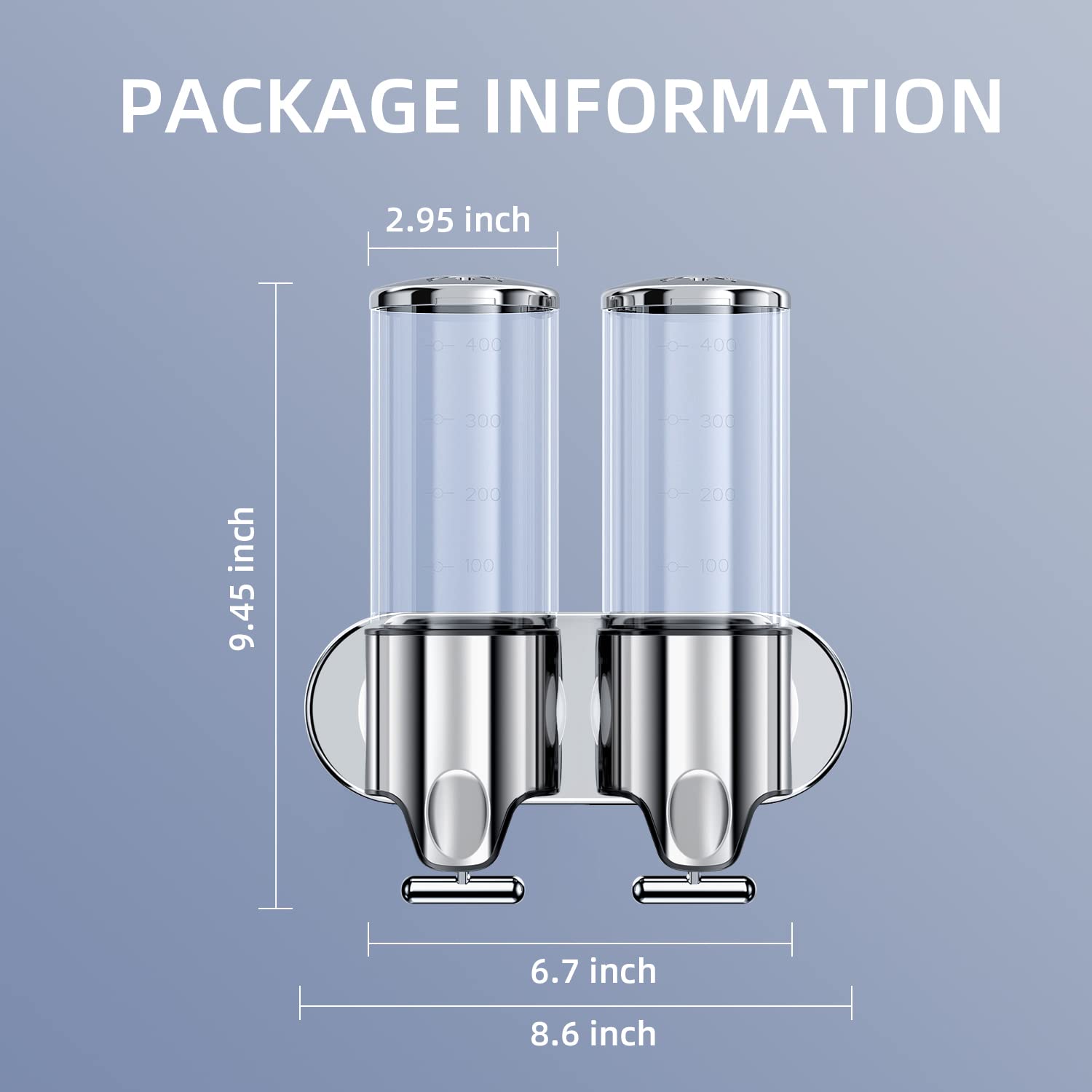 Yiaoz 2 In 1 Chamber Wall Mounted Bathroom Shower Pump Dispenser And Organizer,With Waterproof Label-Holds Shampoo,Conditioner,S