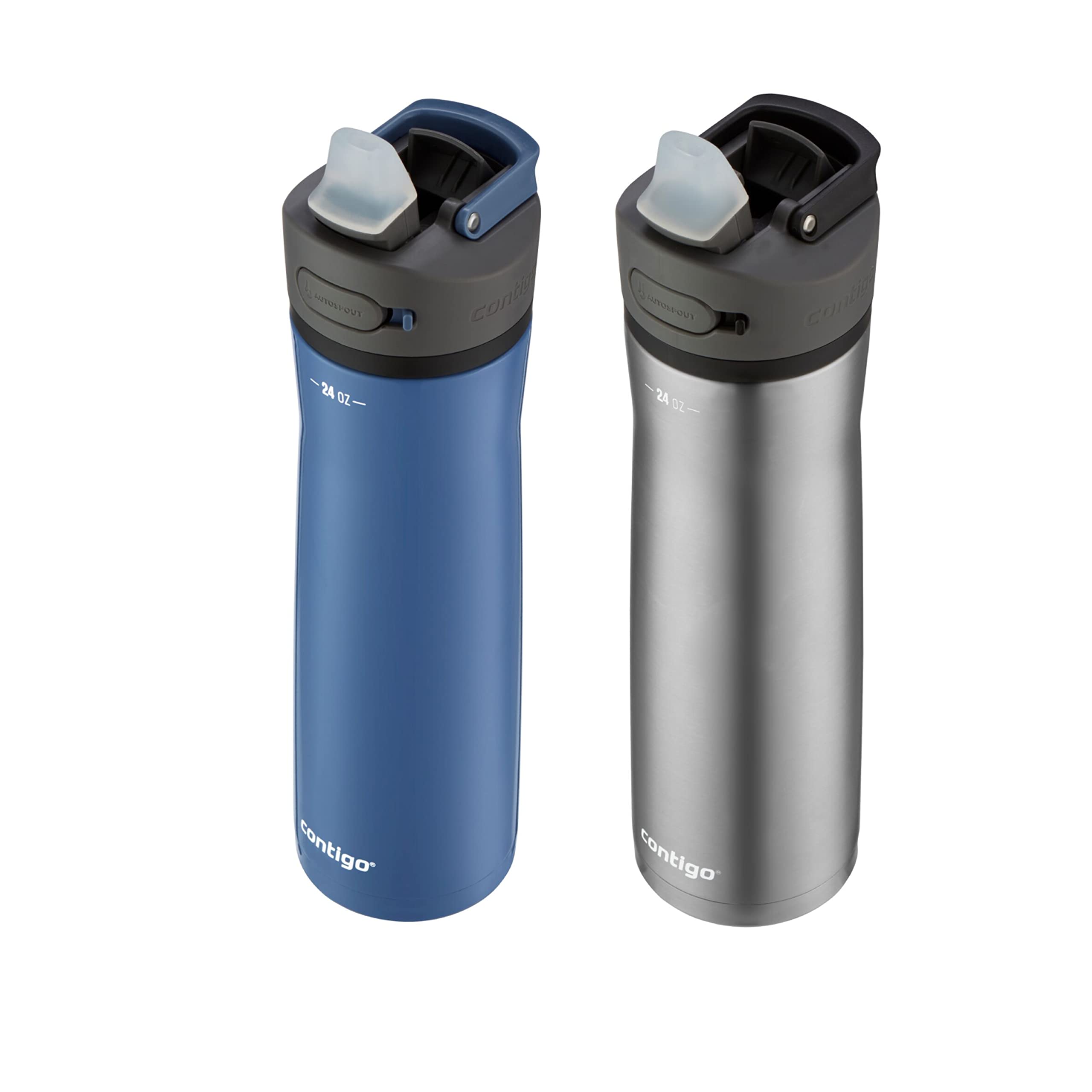 Contigo 24Oz Leakproof Stainless Steel Water Bottle With Straw & Handle, Dual Insulated For Cold & Hot Drinks - 2 Pack