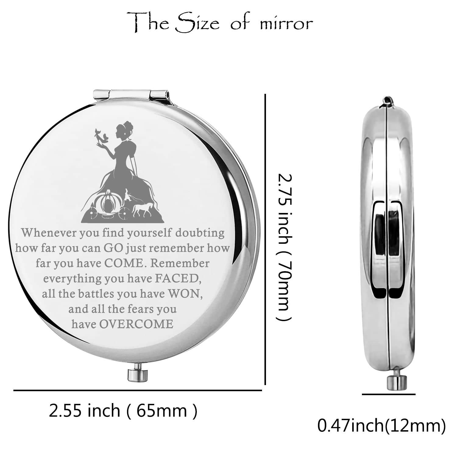 Lywjyb Birdgot Movie Inspired Gift Movie Inspirational Compact Makeup Mirror for Her (Cinder Mirr Whenever)