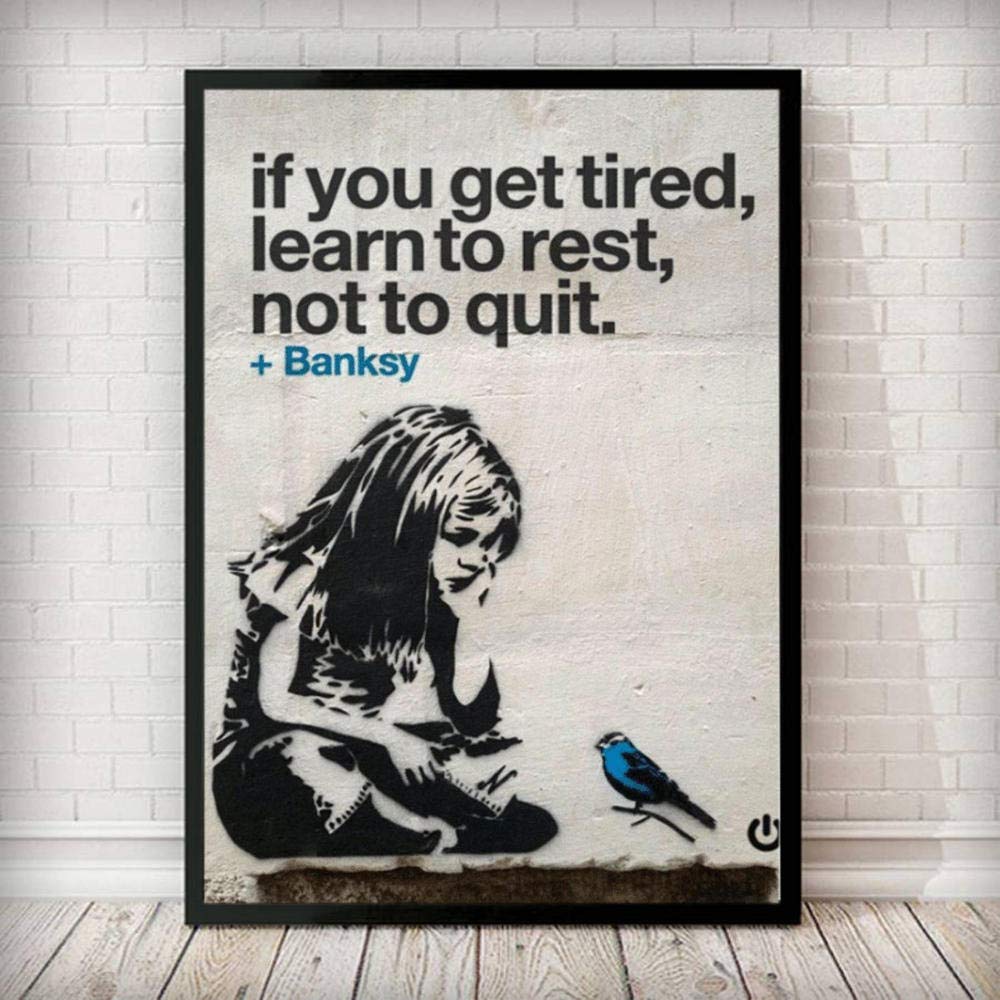 Banksy Graffiti Wall Art If You Get Tired Learn To Rest Not To Quit    Street Art Prints Girl Poster Modular Wall Art Canvas Pai