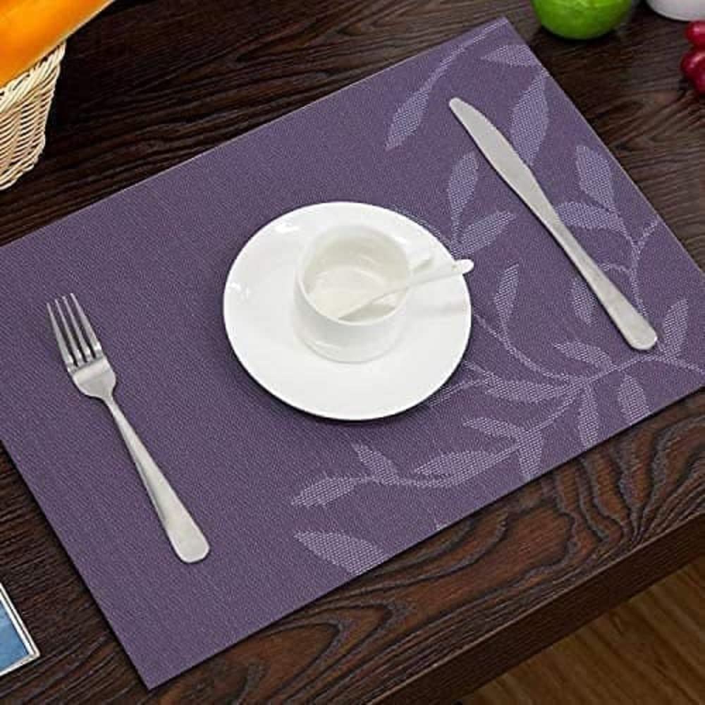 ACHARAJ Kitchen Table Mats PVC HeatStain Resistant Table Placemats AntiSkid Washable NonSlip Easy to Clean Waterproof Woven V