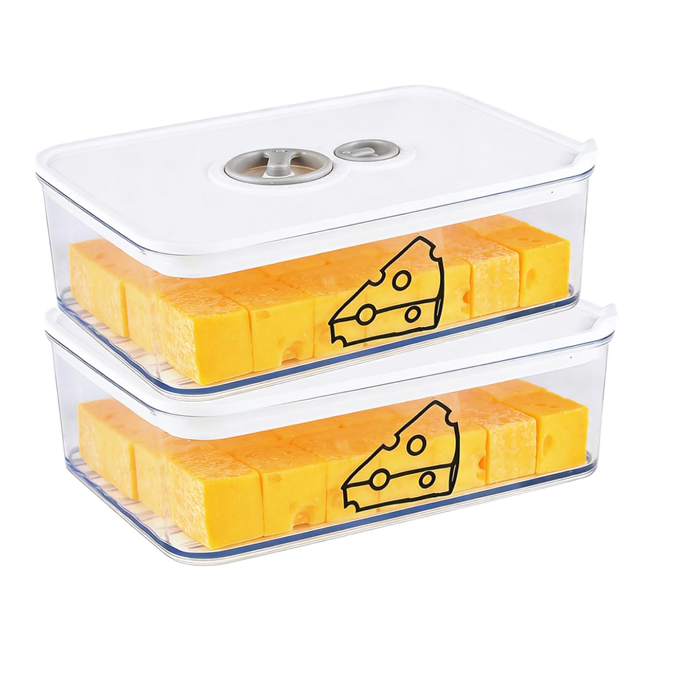 Yomjarl 2 Pcs Cheese Container for Refrigerator,Cream Cheeses Storage Box,Cheese Keeper with Airtight Lid and Time Recording,BPA
