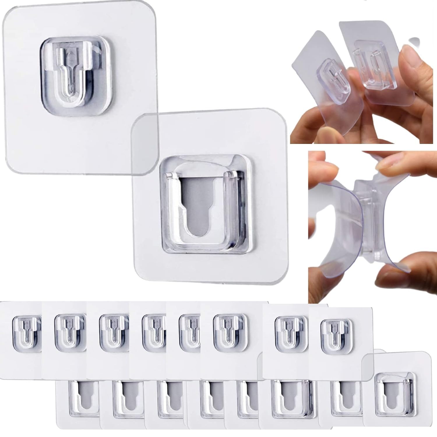 Jialto 20 Pcs DoubleSided Heavy Duty Adhesive Wall Hooks Waterproof, OilProof, Reusable, DamageFree Strong SelfAdhesive Ho