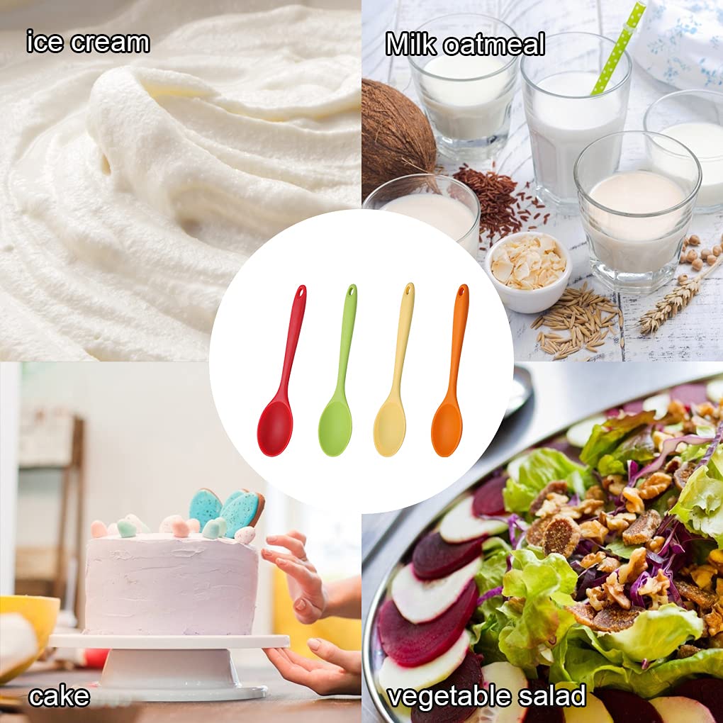 4 Pieces Silicone Spoons For Cooking, Large Silicone Mixing Spoon Set, Nonstick Heat-Resistant Cooking Spoons, 4 Colors Kitchen