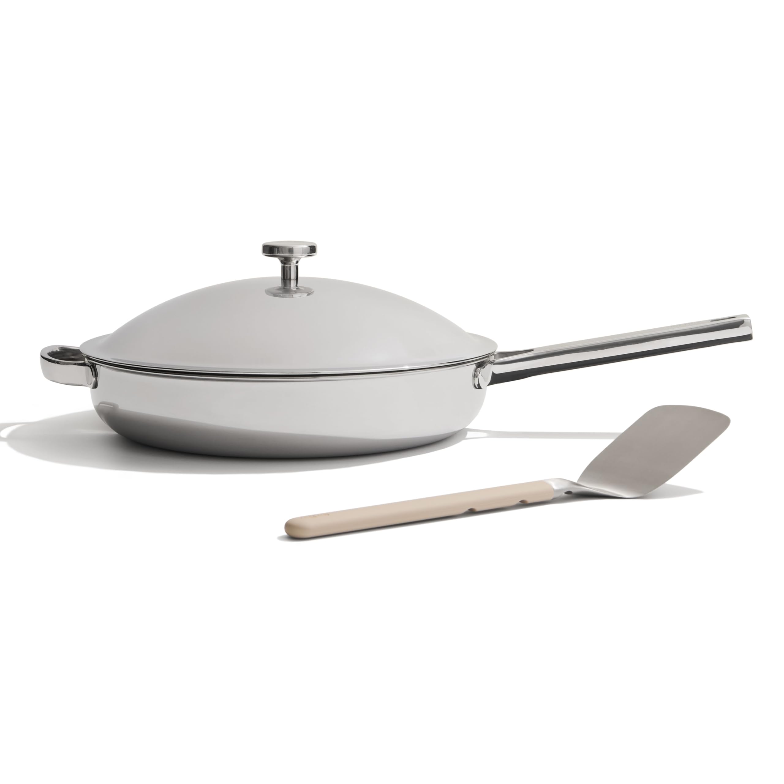 Our Place Large Titanium Always Pan Pro | 12.5 PFAS-Free Nonstick Frying Pan with Spatula | Chef-Grade Tri-Ply Stainless Steel &