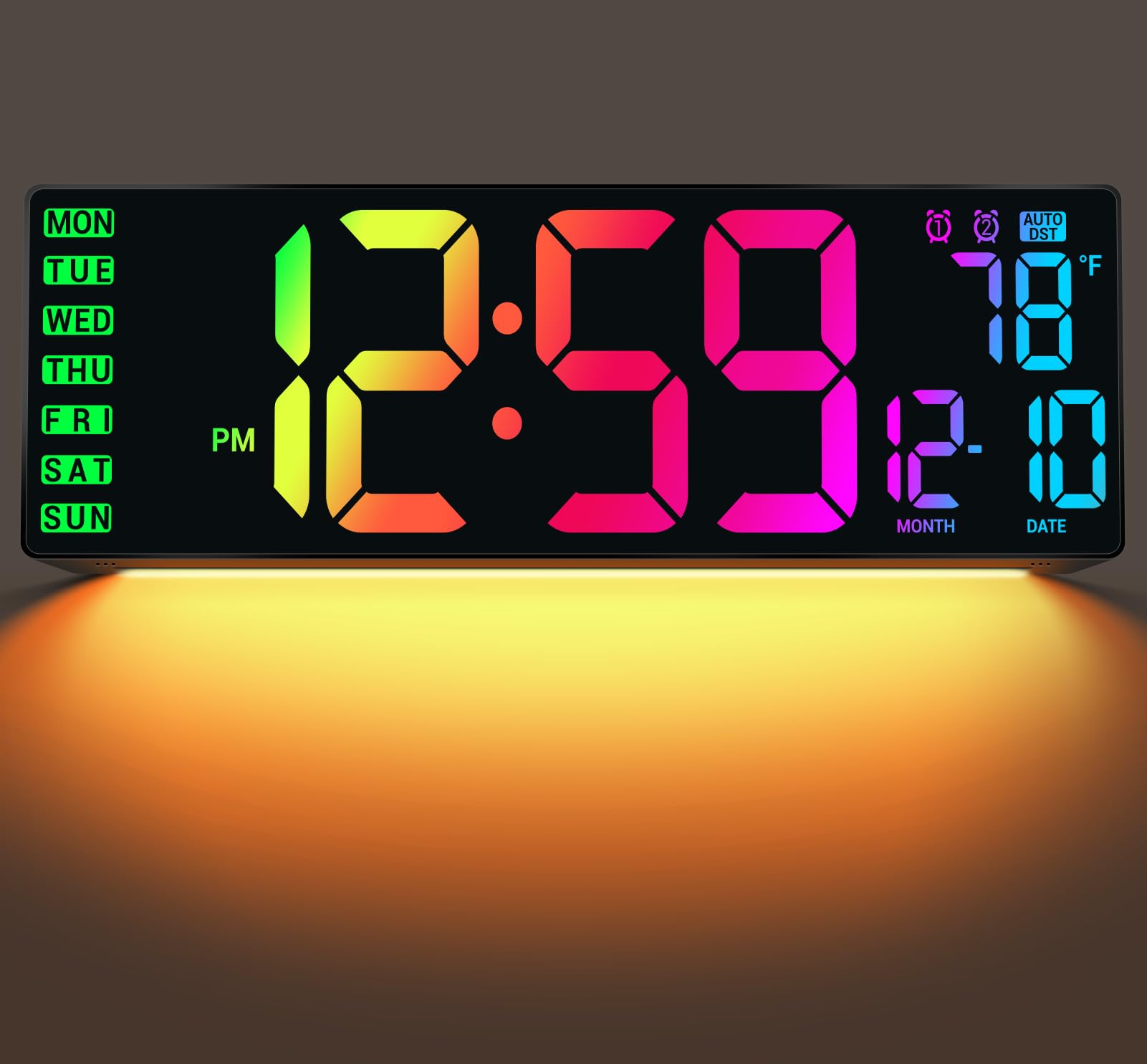 Ansoper 16.5 Large Digital Wall Clock With Remote Control, Auto-Dimming Led Display With Date Temp, Big Number Wall Mount Decor 