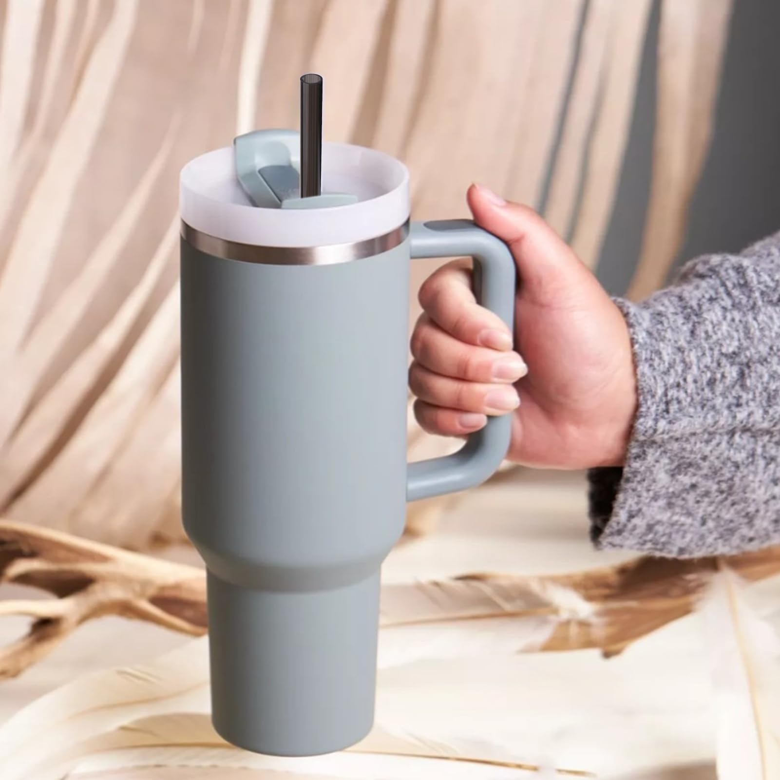 AIERSA 6Pcs Replacement Black Straw for Stanley 40oz Cups Plastic Reusable Straw for Stanley Quencher H2.0 FlowState Tumbler  Long Straws with Cleaning Brush for Stanley Cup Accessories