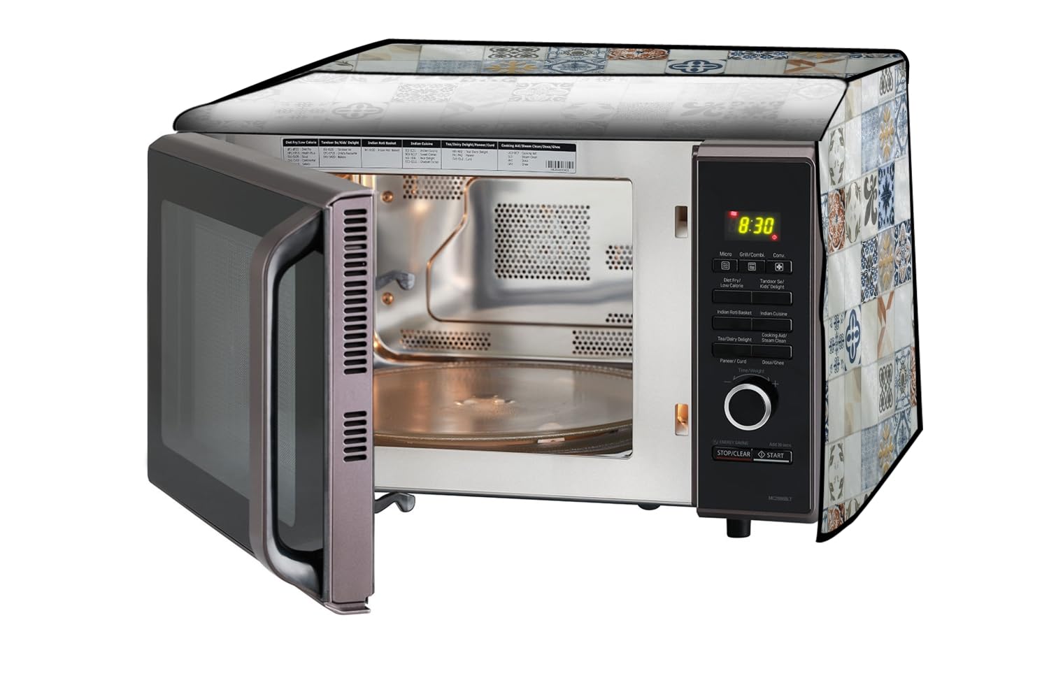 Stylista Microwave Oven Cover Compatible For Lg 42 Liters Solo Ms4295Dis, Dustproof, Stainproof, Wipeable Cover, Mosaic Pattern 