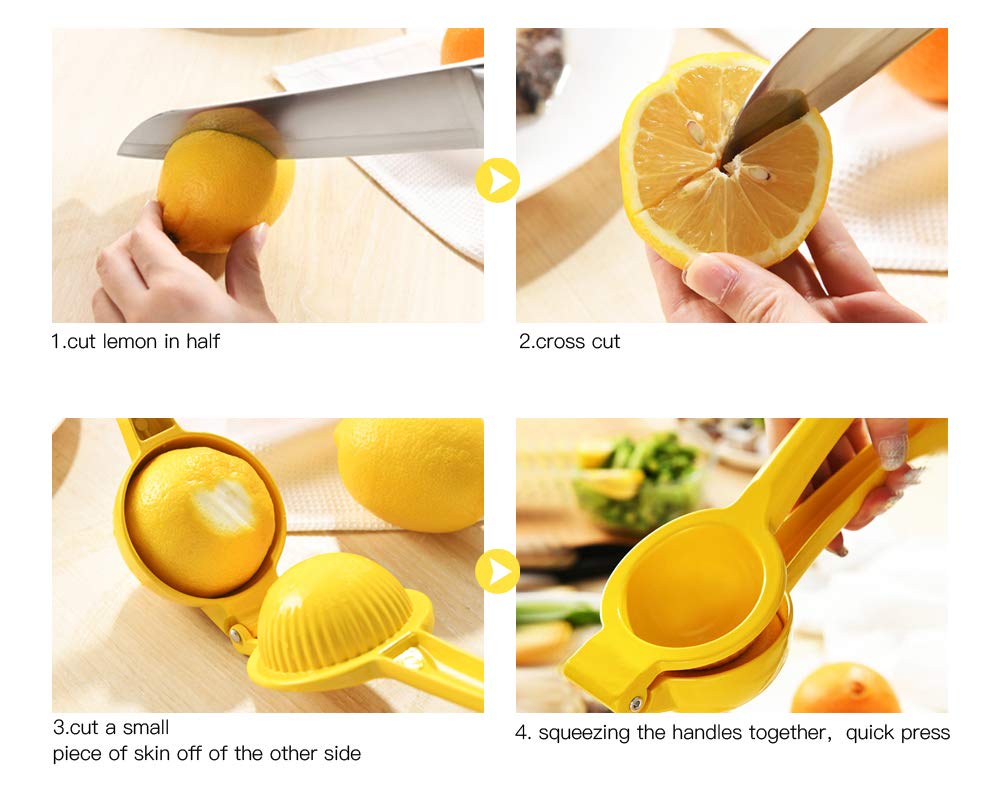 Manual Juicer Citrus Lemon Squeezer, Fruit Juicer Lime Press Metal, Professional Hand Juicer Kitchen Tool(Yellow)