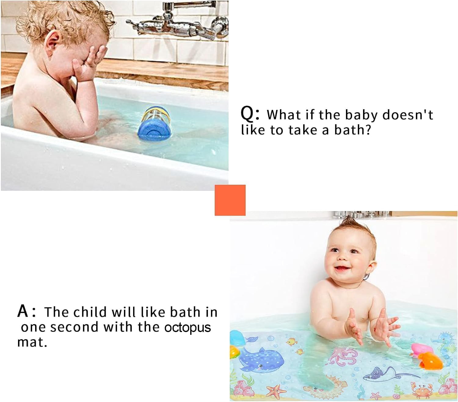 Secopad Kids Bath Mat For Tub Non Slip, 27.5In X 15In Large Cartoon Anti Slip Toddler Baby Bathtub Mat, Pink Octopus
