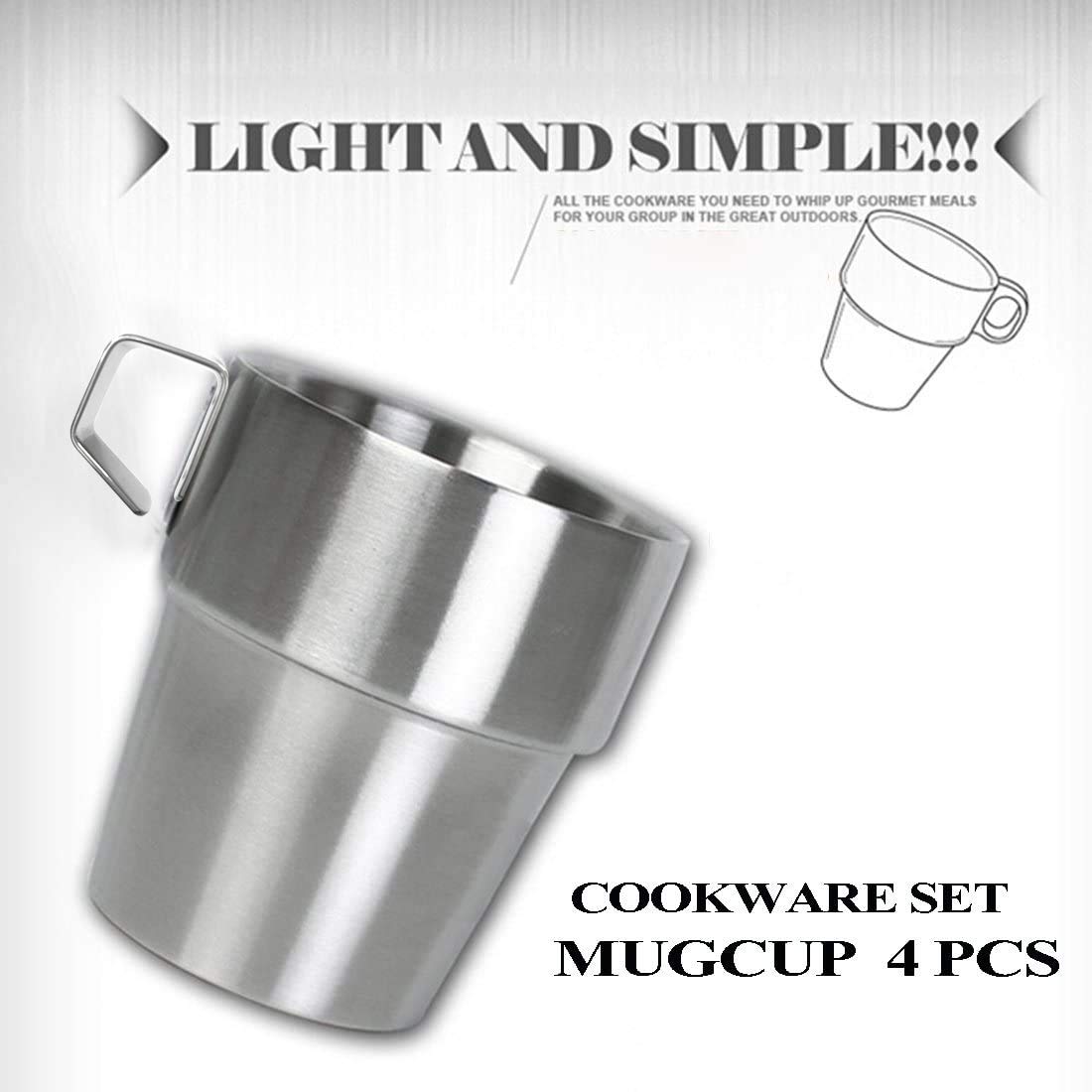 A-Szcxtop Set Of 4 Stainless Steel Coffee Cups Double-Layer Insulated Coffee Mugs With A Stand And A Bag