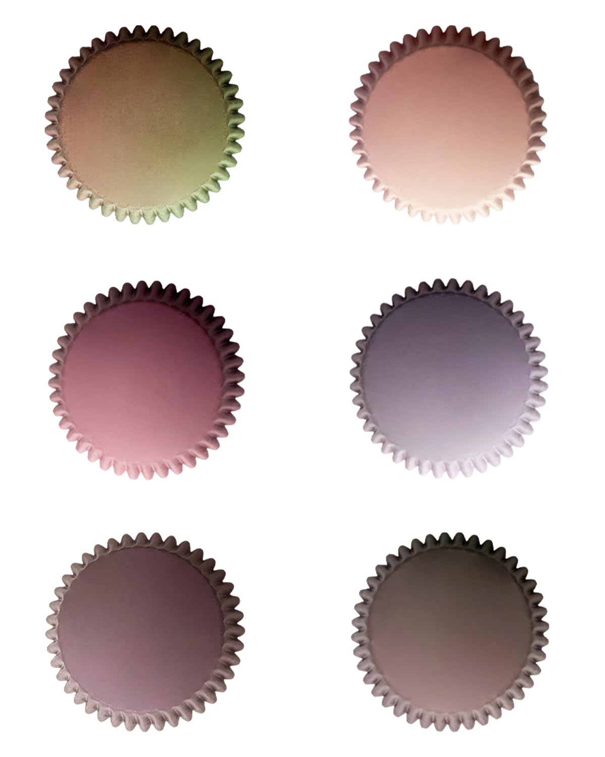 Qiqee 300Pcs Mini Gradient Cupcake Liners Cupcake Cups 6 Designs Coffee Gradient Cupcake Papers Baking Cups Cupcake Wrappers (Sm