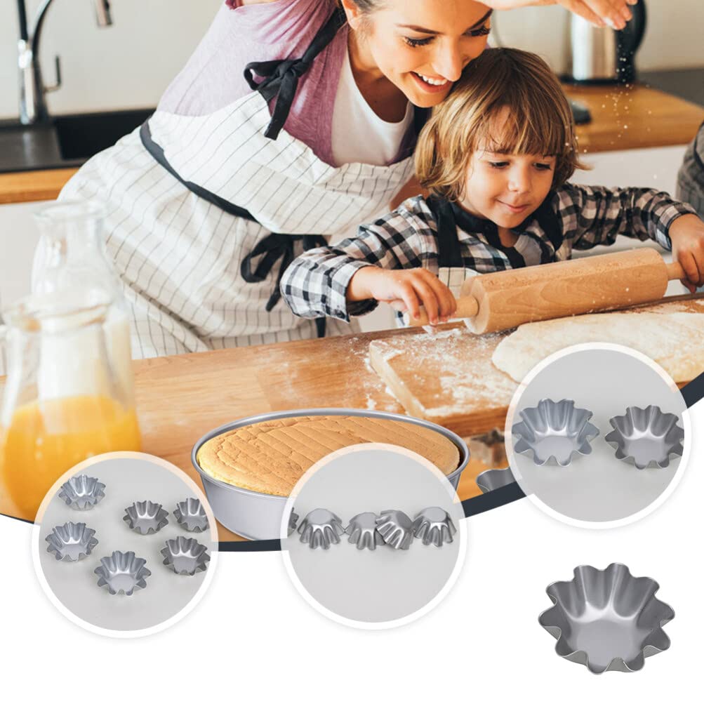 Luxshiny Egg Tart Tin 6Pcs Portuguese Tart Mould Tart Baking Pan Egg Tart Mold Mini Metal Tart Pans For Home Bakery(3.03X1.18In)