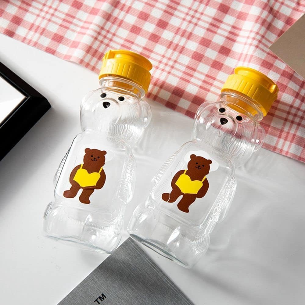 Kayno 8Oz Plastic Bear Honey Bottle Jars, Empty Honey Squeeze Bottle With Flip-Top Lid For Storing And Dispensing, Yellow Flap C