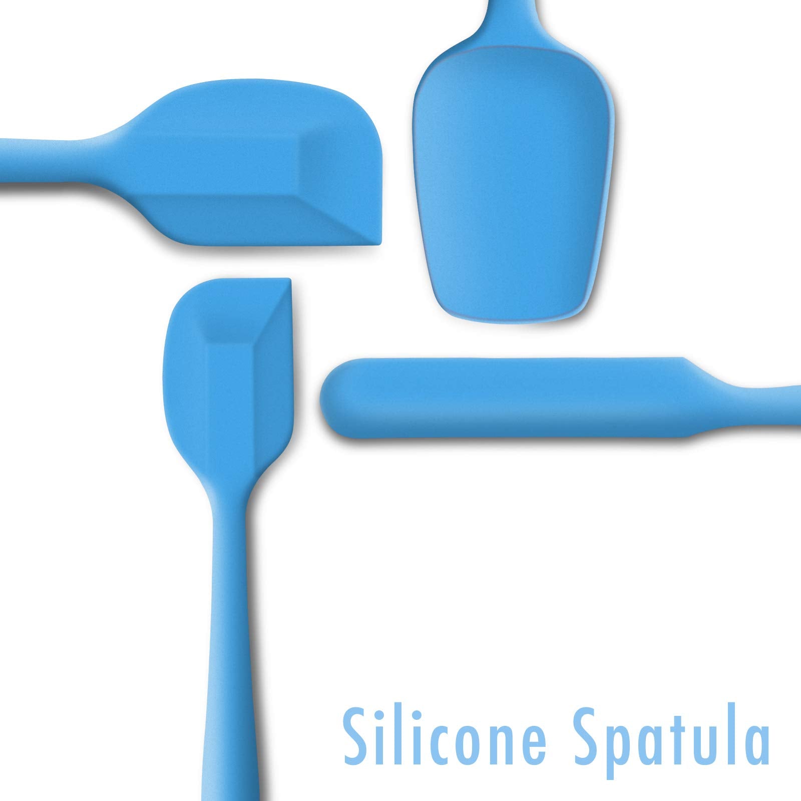 4 Piece Silicone Spatula Set, Flexible Heat Resistant Non-Scratch Baking Cooking Rubber Spatulas With Stainless Steel Core, Blue