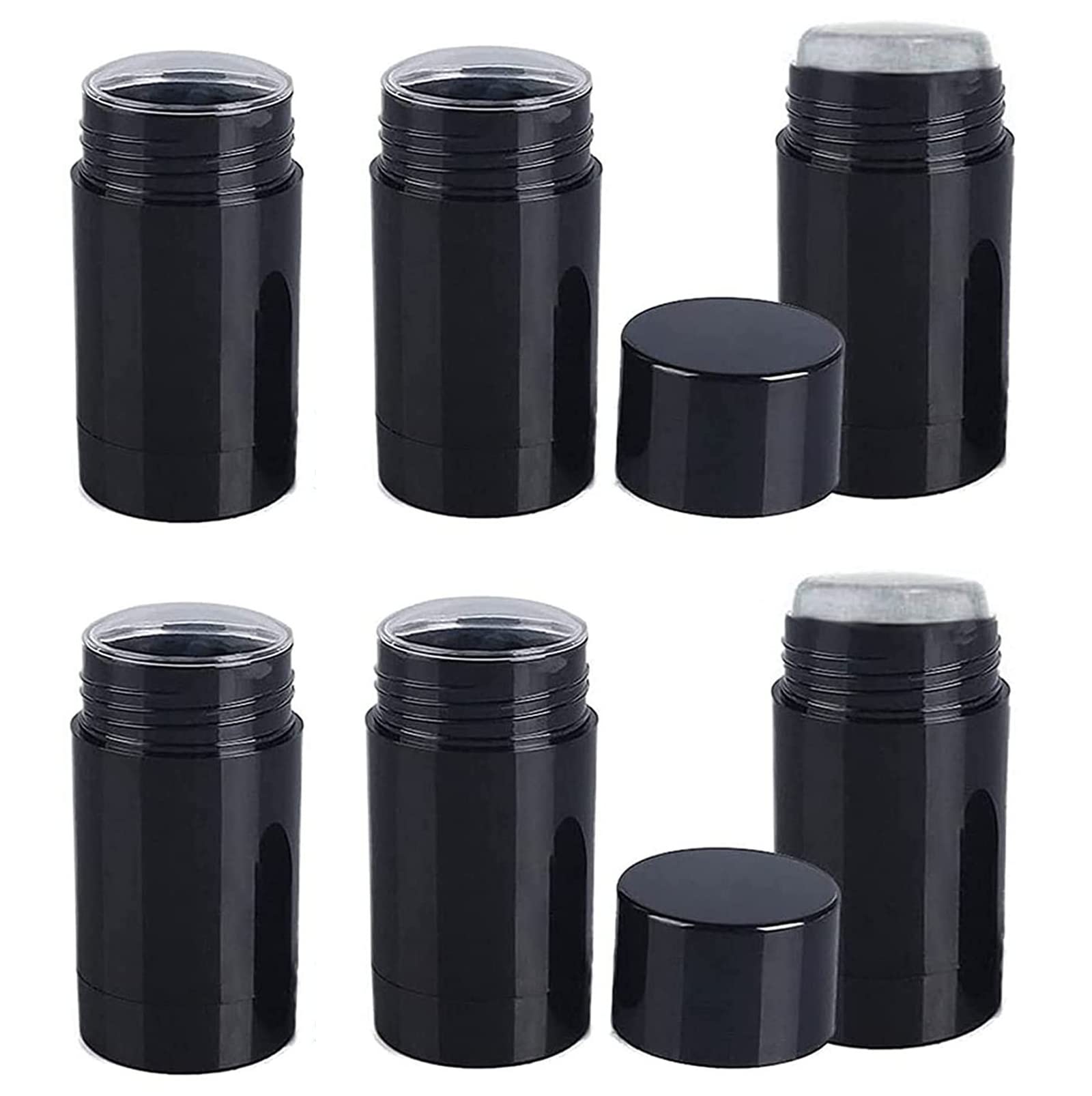 Minsily 10 Pcs 30Ml Empty Round Deodorant Containers Twist Up Filling Stick 1 Oz Deodorant Container Black Lip Balm Tube Refilla