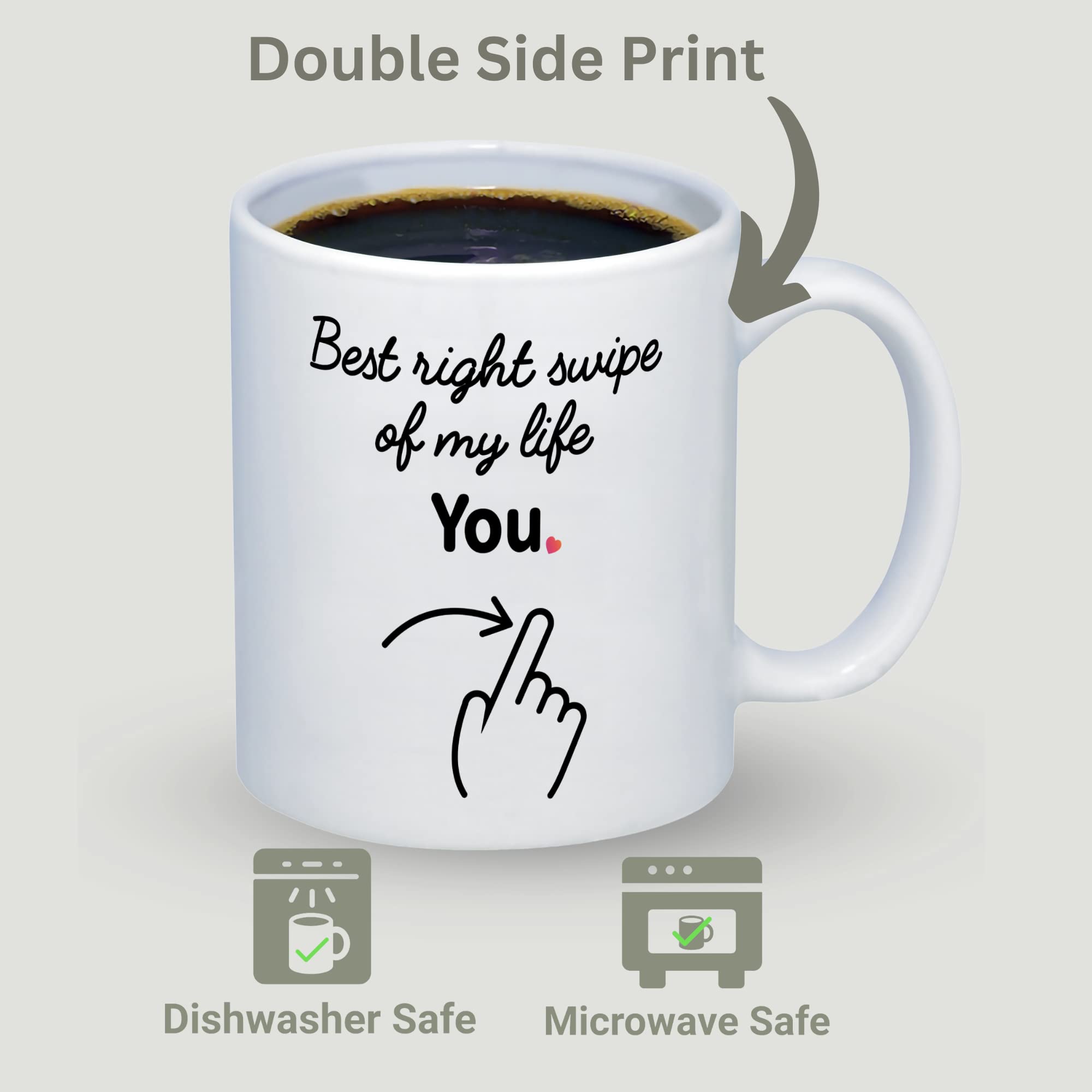 Suchmugs Us Swipe Right Mug, Love At First Swipe Funny Coffee Mug, Valentines Day Gift For Husband, Online Dating Gifts For Him,