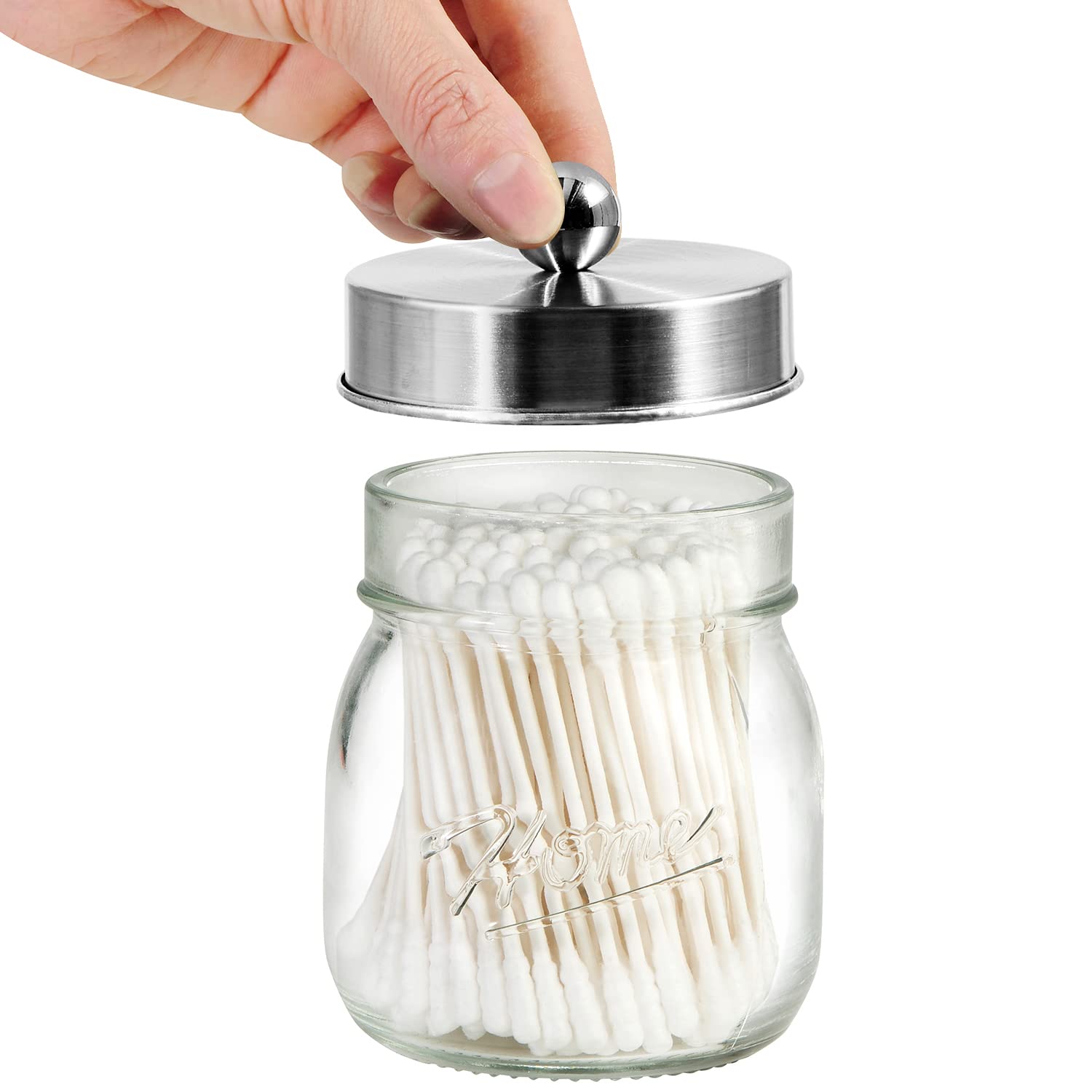 Sheechung Bathroom Organizers And Storage, Qtip Holder Bathroom Set, Mason Jars 8 Oz, Cute Bathroom Decor For Qtips, Cotton Swab