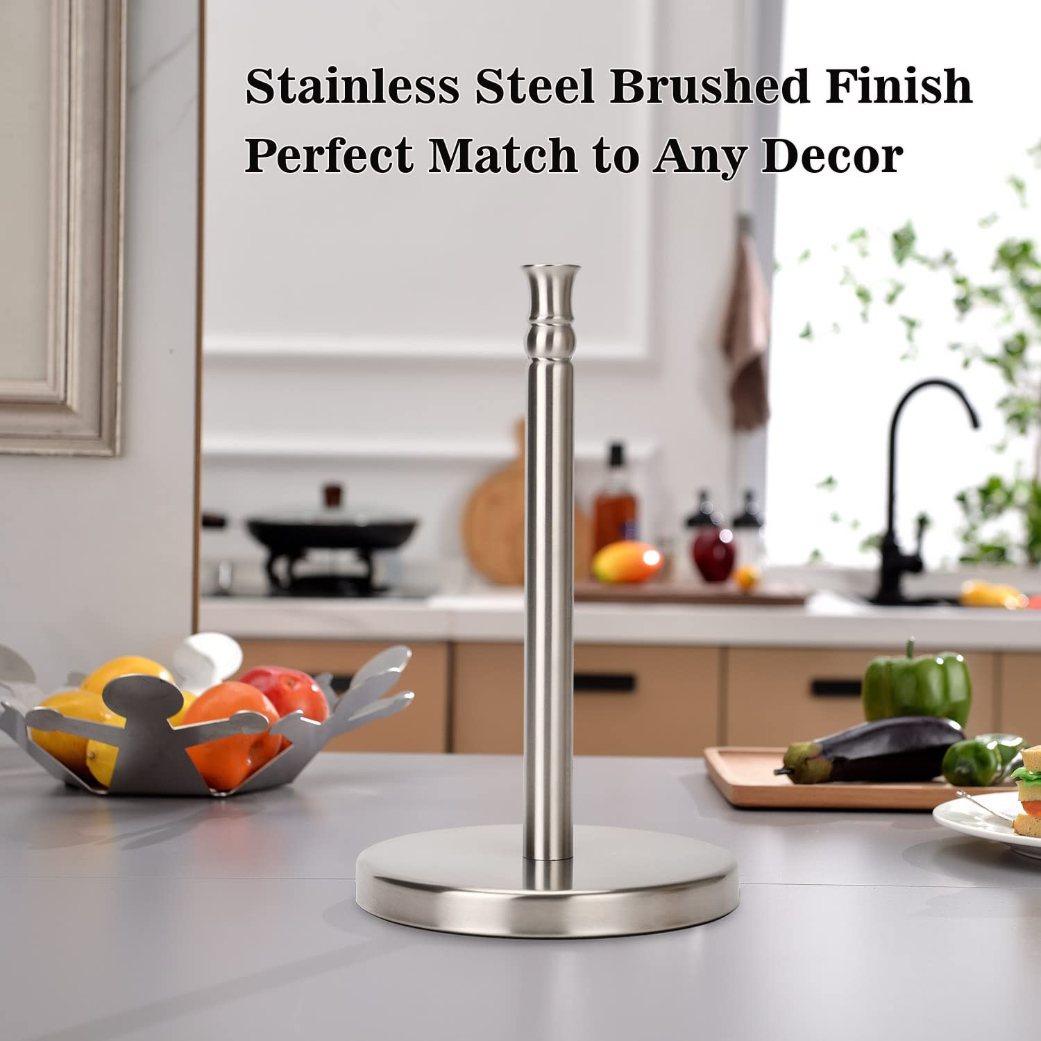 Sfemn Paper Towel Holder Countertop, Stainless Steel Heavy Base (2Lbs In Weight, And 6.7Inch In Diameter), Paper Towel Rack, Rip