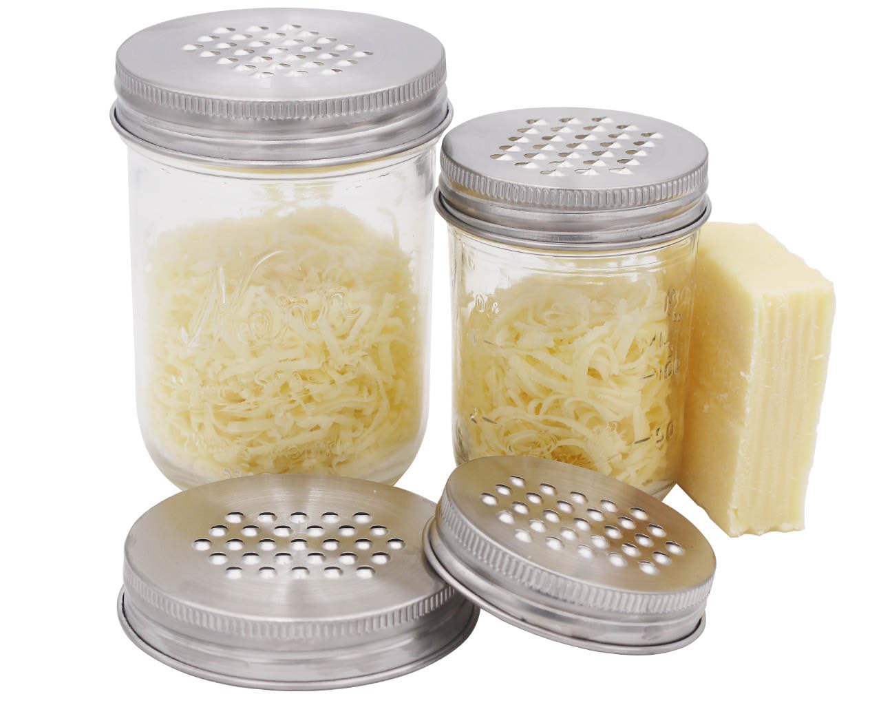 Mason Jar Lifestyle Grater/Shredder Lid For Regular Mouth Jars (3 Pack)