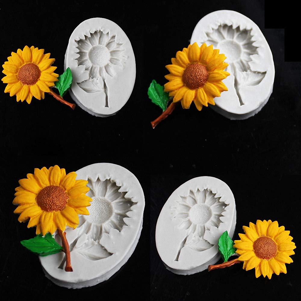 1 Piece Sunflower Cake Fondant Molds, Sun Flower Silicone Chocolate Candy Sugar Craft Gum Paste Mold For Baby Shower Cake Cupcak