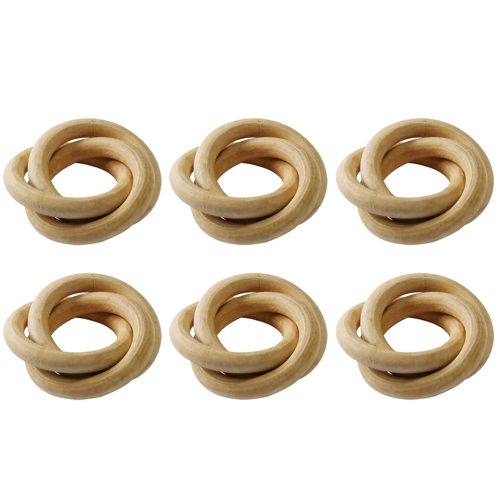 Wonlex Wooden Napkin Rings Set Of 6, Farmhouse Wood Napkin Ring, Handmade Serviette Buckles Holder For Table Setting, Wedding, T
