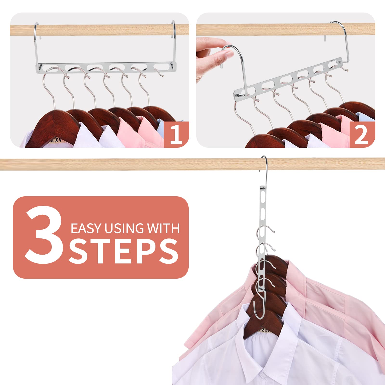 Space Saving Hangers, 10 Pack Metal Hanger Organizer, Space Saver Hangers, Collapsible Hangers For Heavy Clothes, Magic Hangers