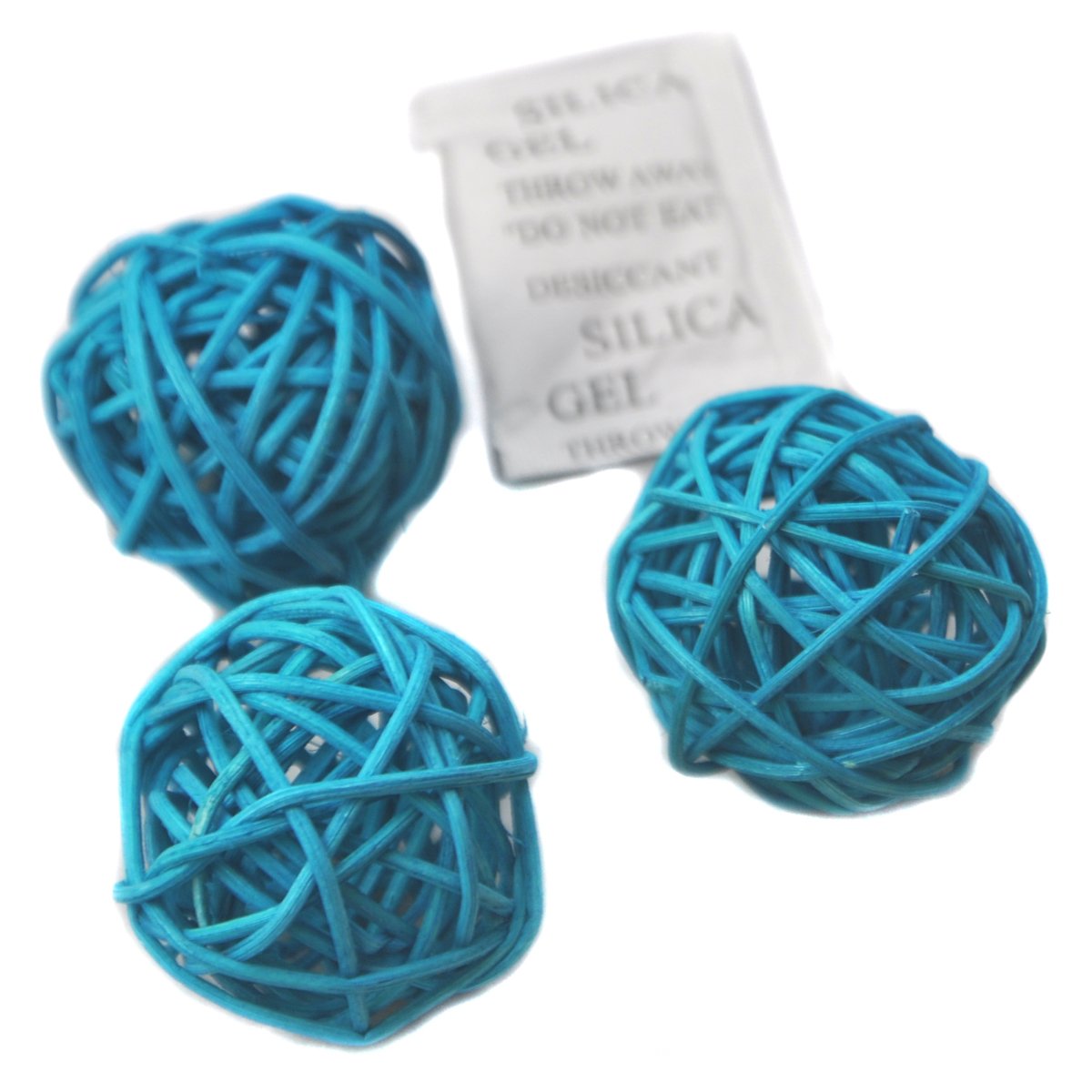 Set of 6 Wicker Rattan Balls Table Wedding Party Christmas Decoration (Diameter 3.2 Inch, Sky Blue)