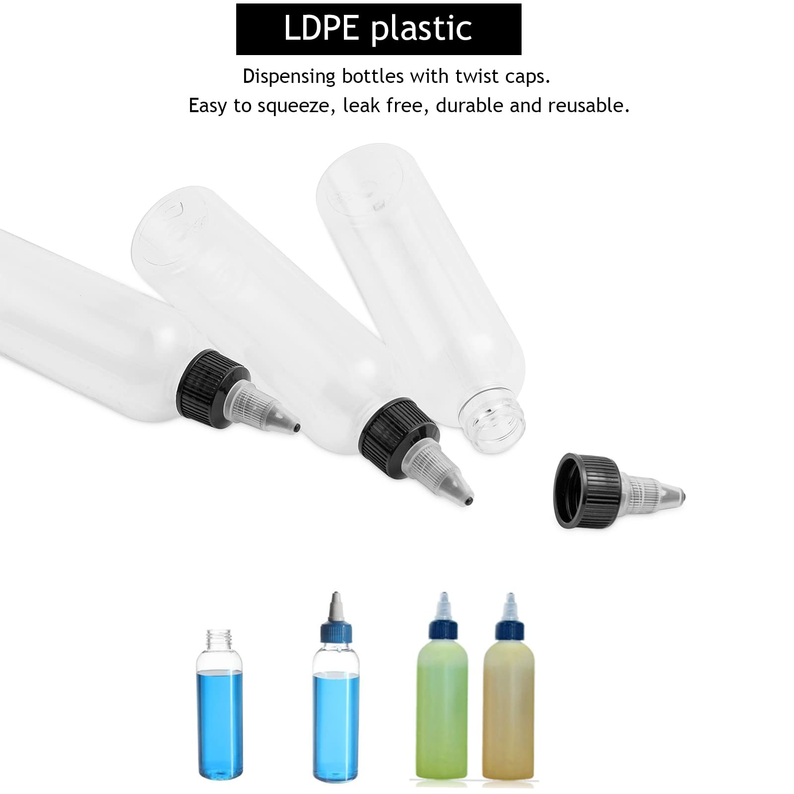 36 Pack Clear Dispensing Bottles, 4Oz Round Plastic Squeeze Bottle With Twist Top Caps,Food Grade Household For Oils, Liquids, I