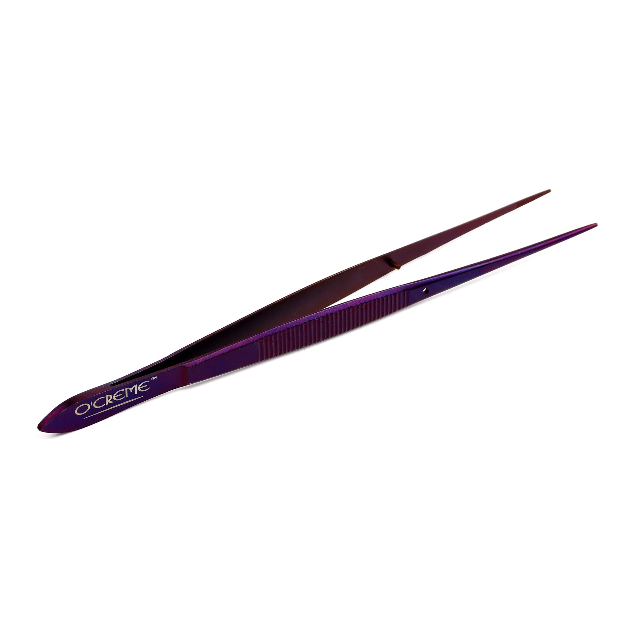 O'Creme Stainless Steel Precision Kitchen Tweezer Tongs 6.25'' with Fine Tip (Purple)