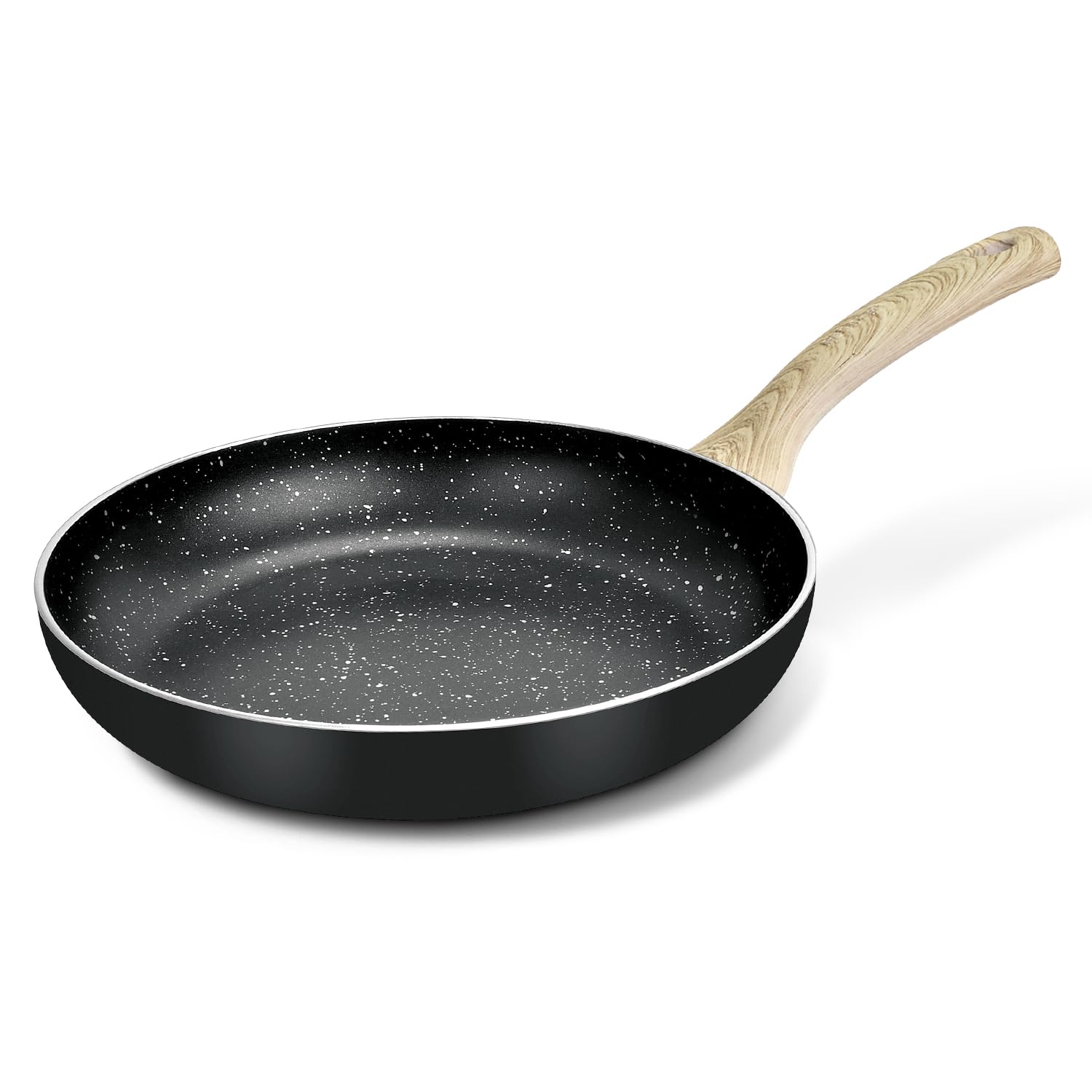 Bergner Bellini Plus Aura Black Non-Stick Omelette Pan/Frypan 20Cm (1.4 L), Sturdy Rivertless Construction With Soft Touch Woode