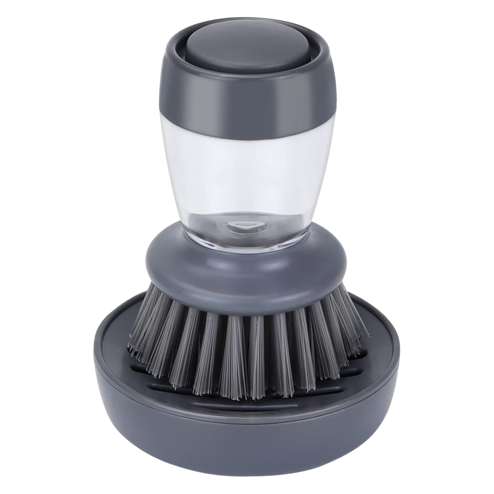 DAPOWER Dish Brush with Soap Dispenser, Kitchen Scrub Brush for Dishes Pots Pans Sink Cleaning, Dish Scrubber with Holder Set (G