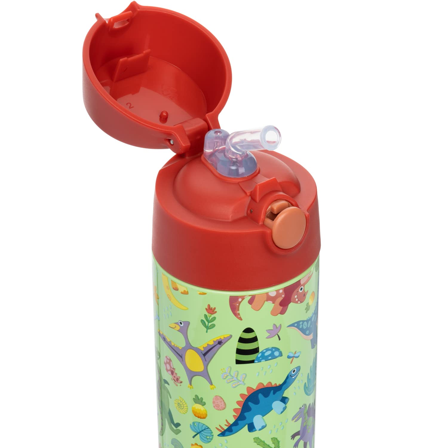 Snug Kids Water Bottle - Insulated Stainless Steel Thermos With Straw (Girls/Boys) - Dinosaurs, 17Oz