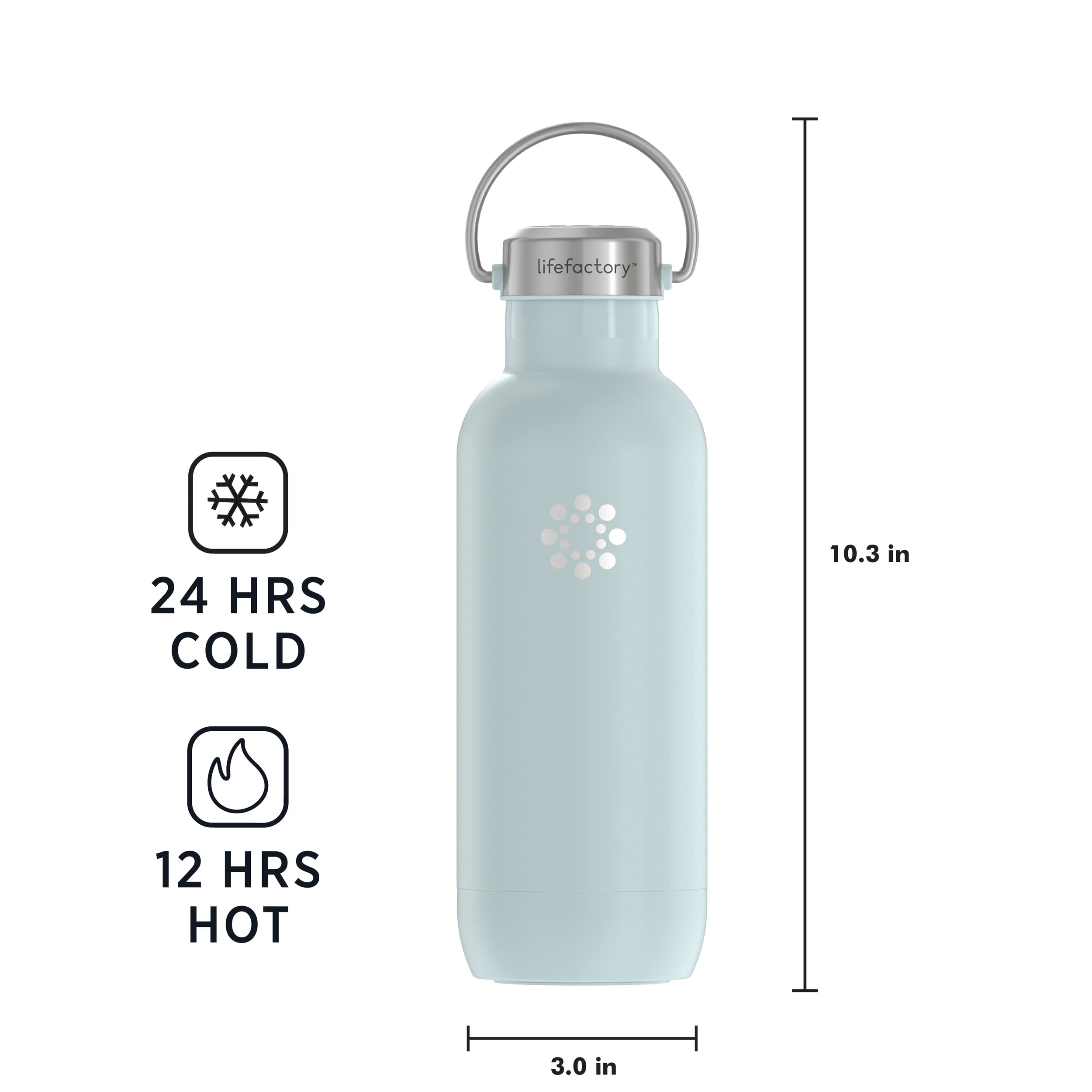 LIfeFactory Stainless Steel Vacuum-Insulated Sport Bottle  24 Ounce  Mint
