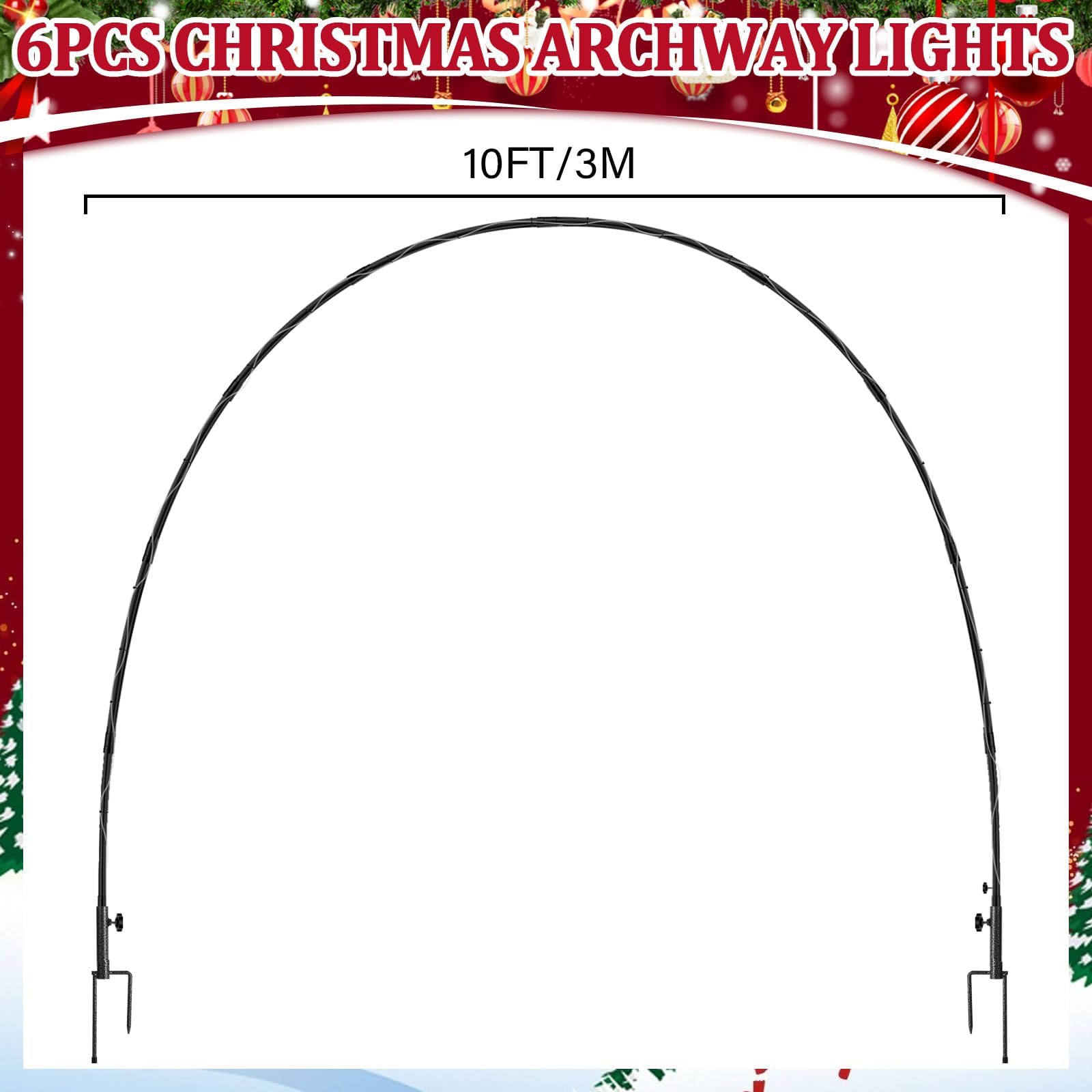 Naozinebi 10 Ft LED Christmas Light Arch - Colorful PVC String Lights for Outdoor Holiday Decoration