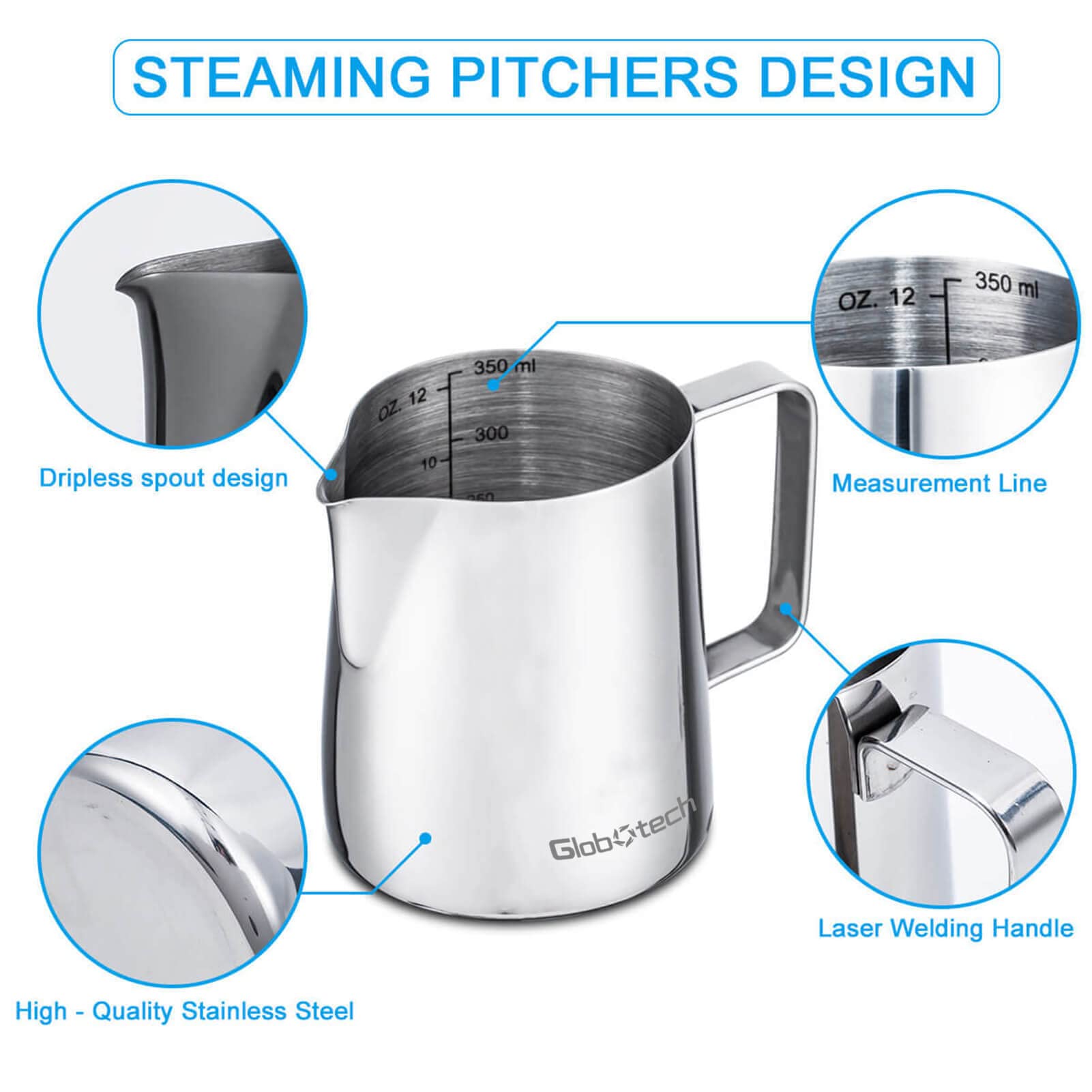 Milk Frothing Pitcher Latte Cup - Stainless Steel Pitcher Latte Art Espresso Machine Accessories Steaming Pitcher Cappuccino Cof