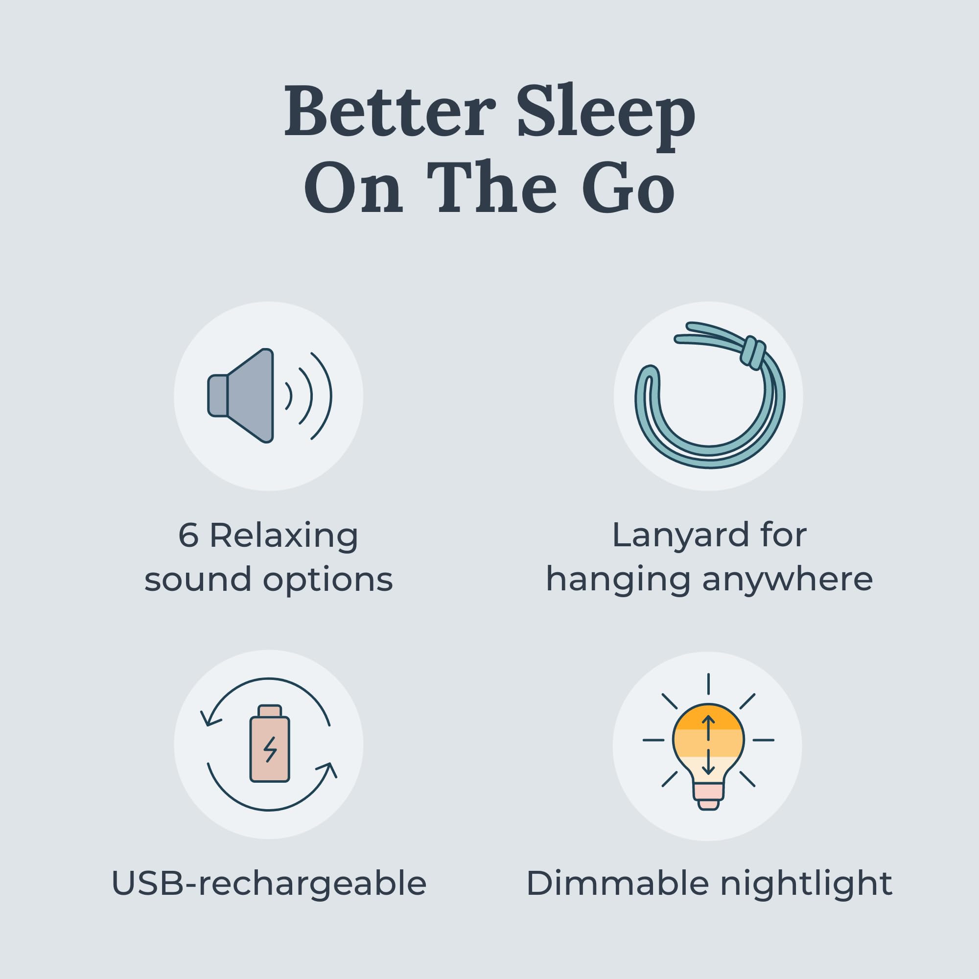 YOGASLEEP Travel Mini White Noise Machine | 6 Sounds, Soft Light | USB Rechargeable, Compact Design for Adults & Babies