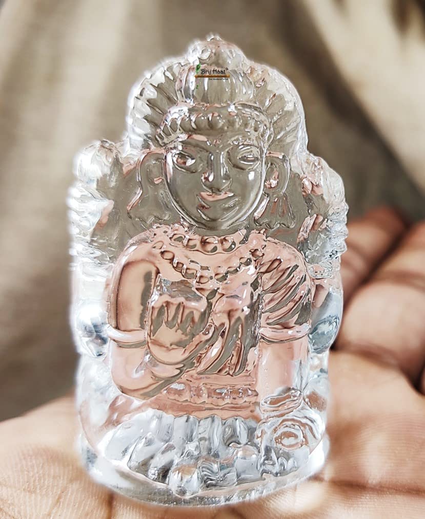 BRIJ HAAT Crystal Lakshmi Ganesh Idol Statue with maha Lakshmi Yantra and Shree Yantra for Home Office Pooja Gift (L.G.+ Yantra)