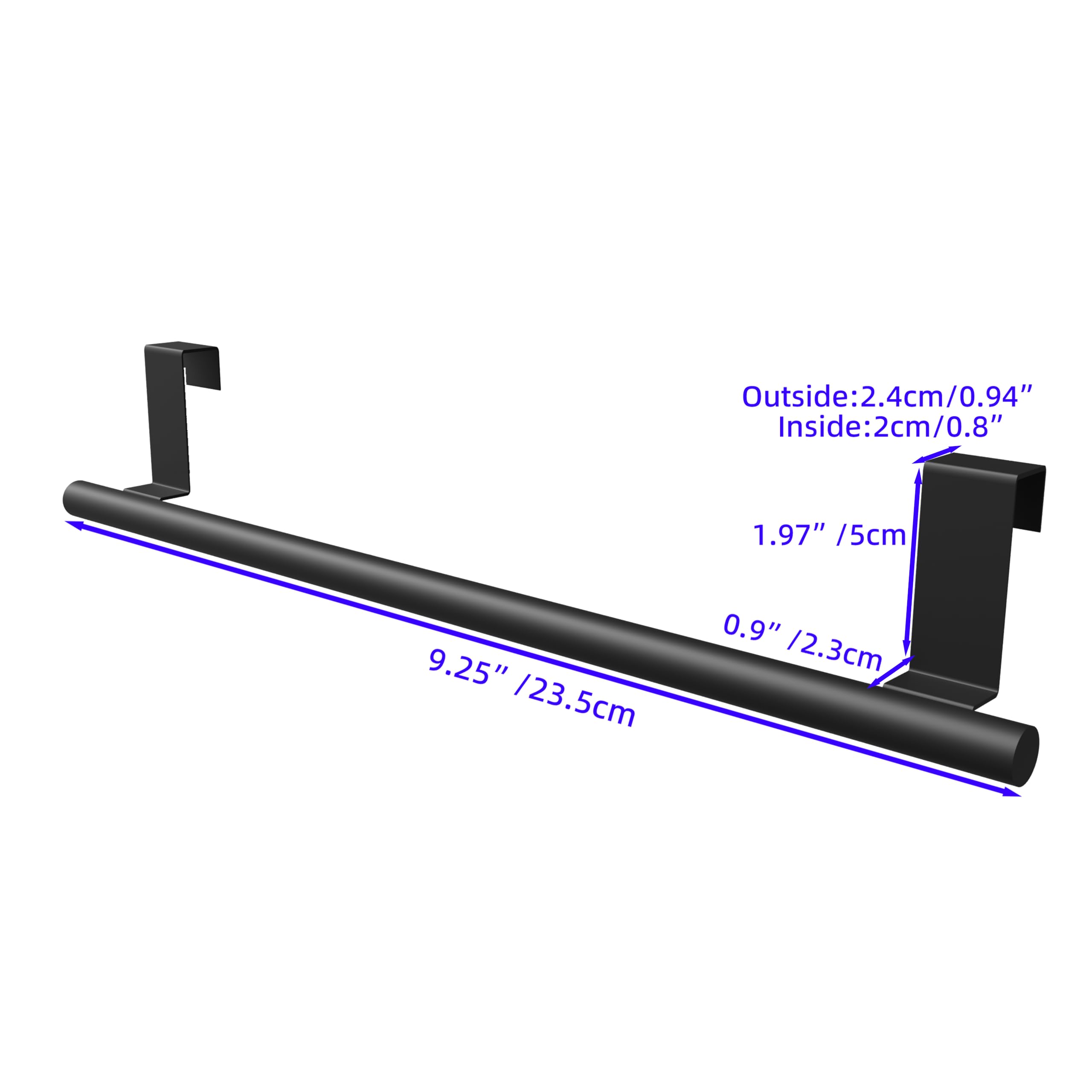Qflushor Over Cabinet Towel Bar, 14' Stainless Steel Dish Towel Holder For Cabinet Door, Black, 2 Pack