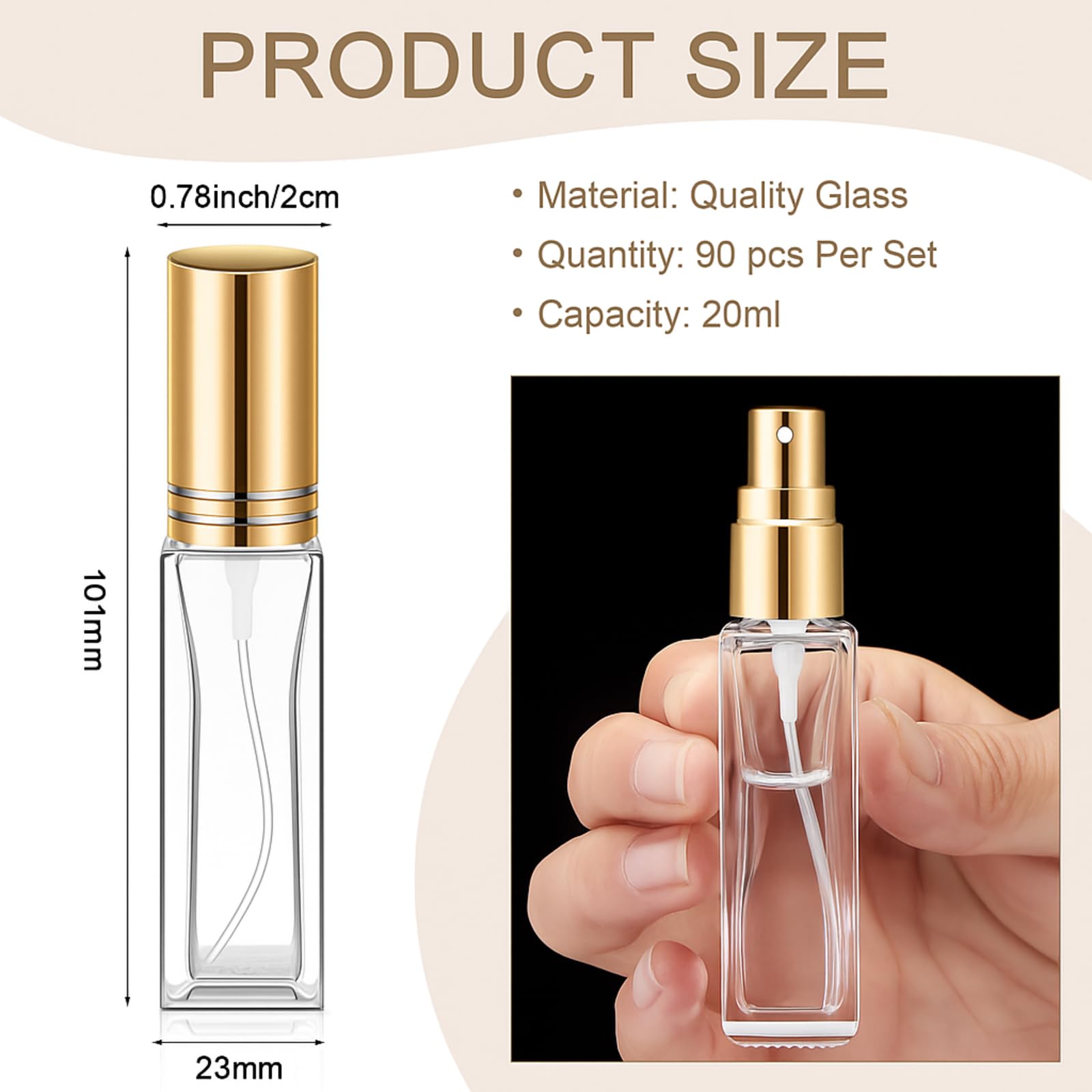 Domensi 60 Pcs Glass Perfume Bottles 20 Ml Refillable Empty Small Travel Perfume Atomizer Spray Bottle With Pump Bulk For Hair T